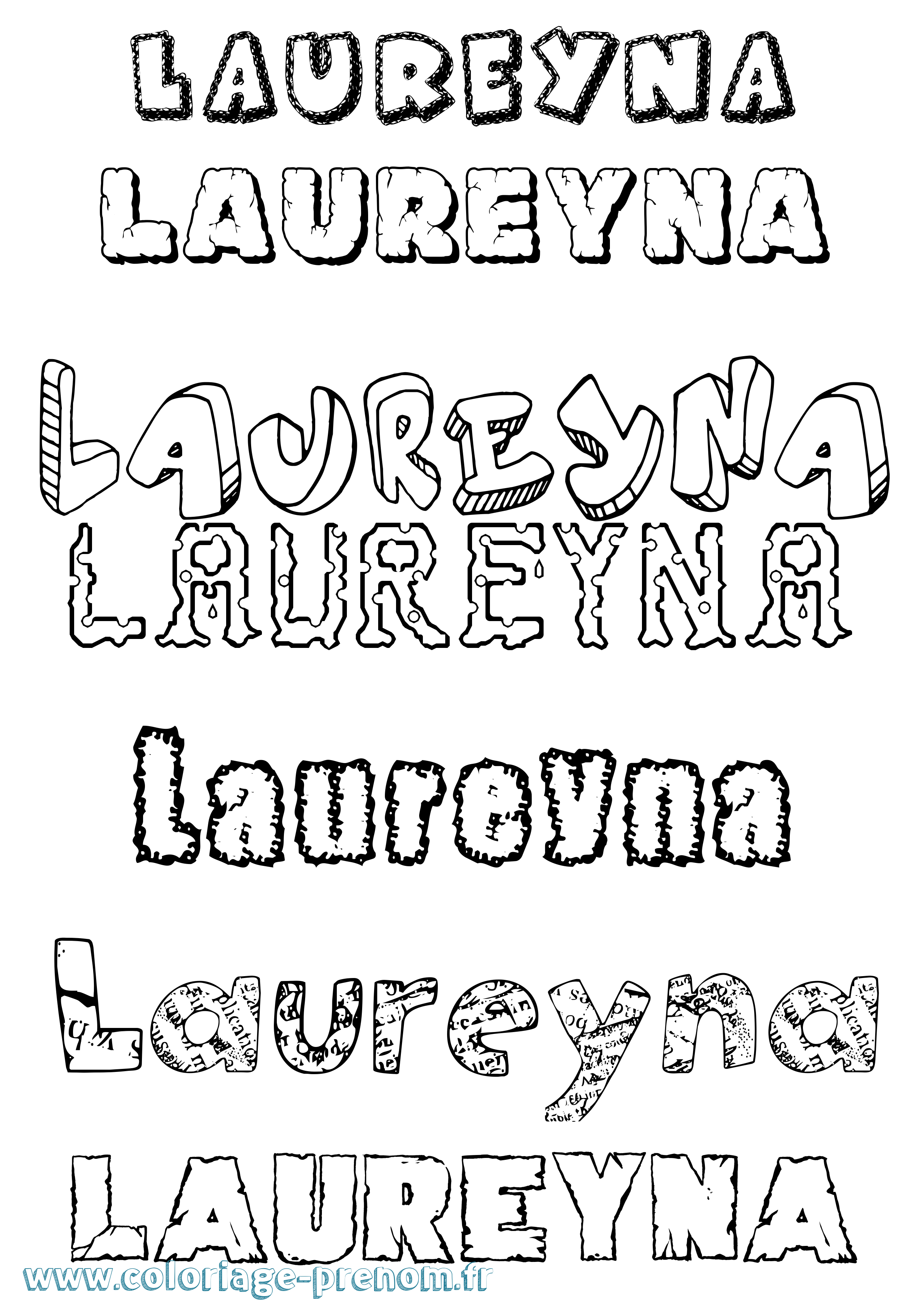 Coloriage Laureyna Destructuré Coloriage prénom Laureyna Destructuré