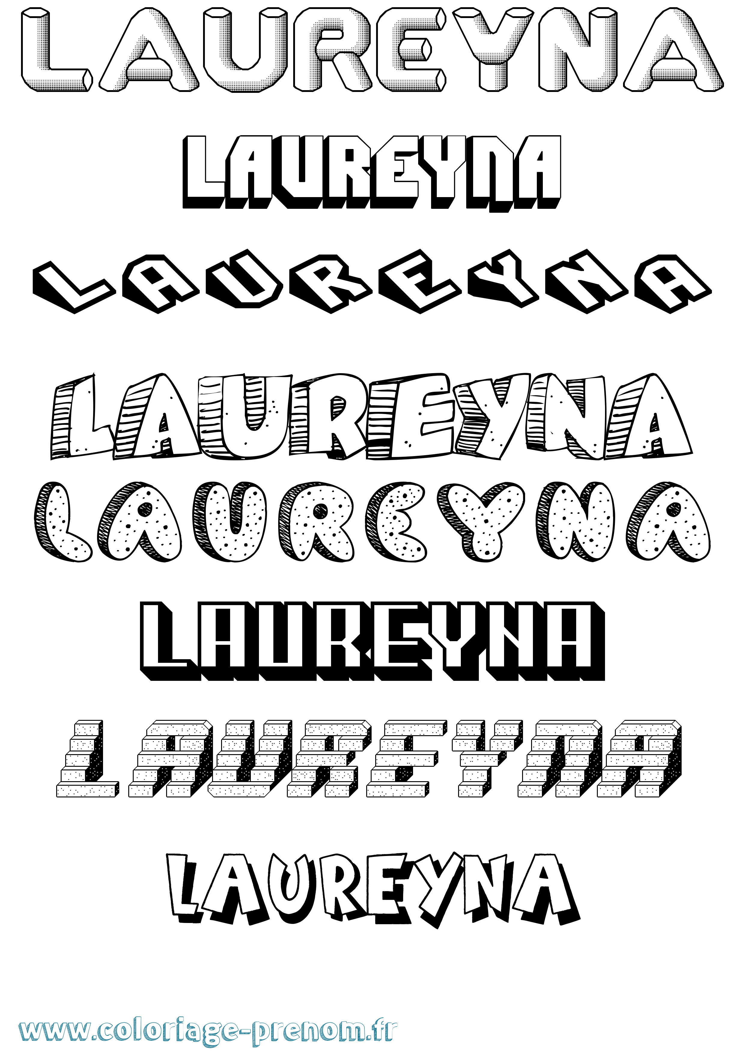 Coloriage Laureyna Effet 3D Coloriage prénom Laureyna Effet 3D