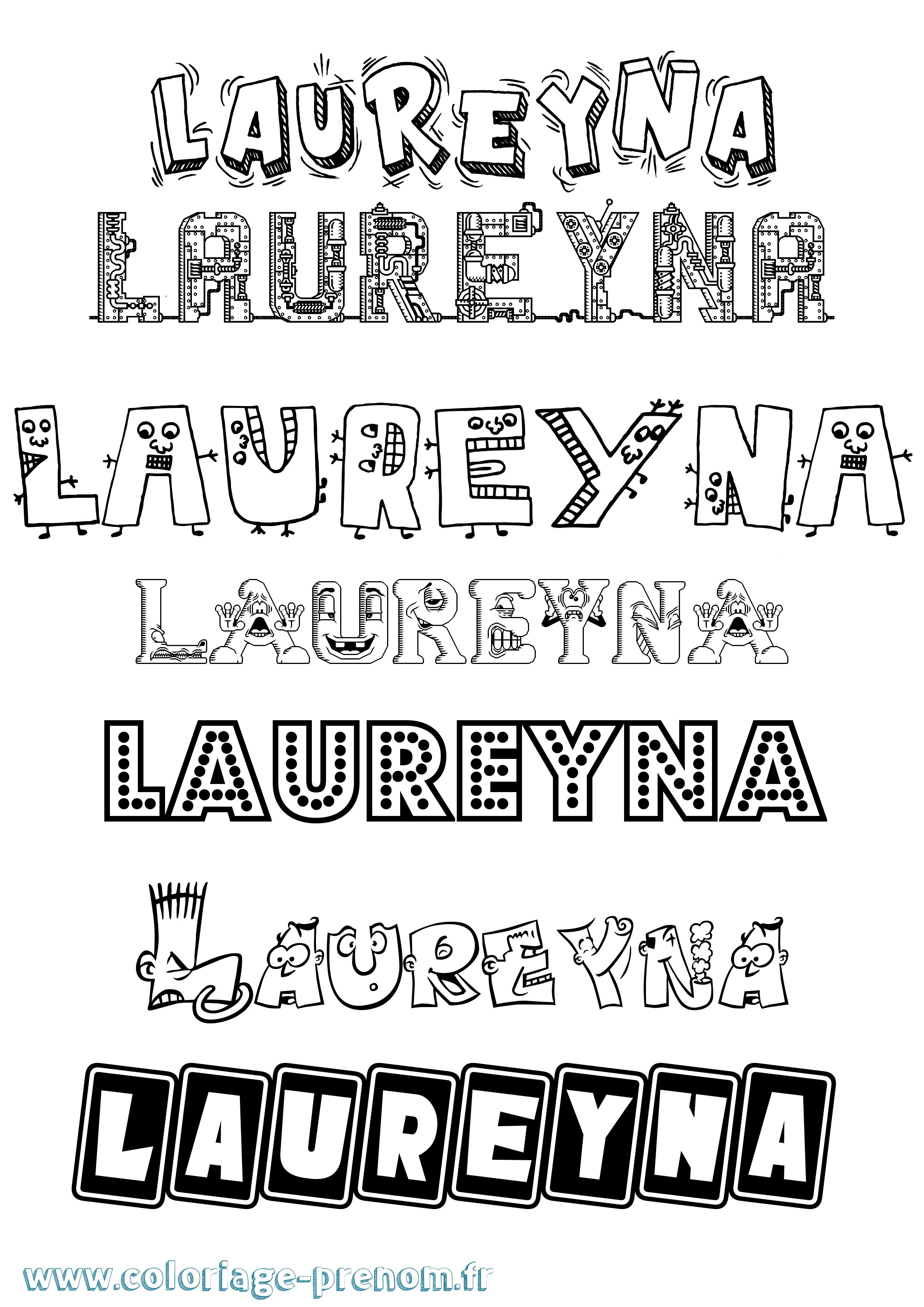 Coloriage Laureyna Fun Coloriage prénom Laureyna Fun