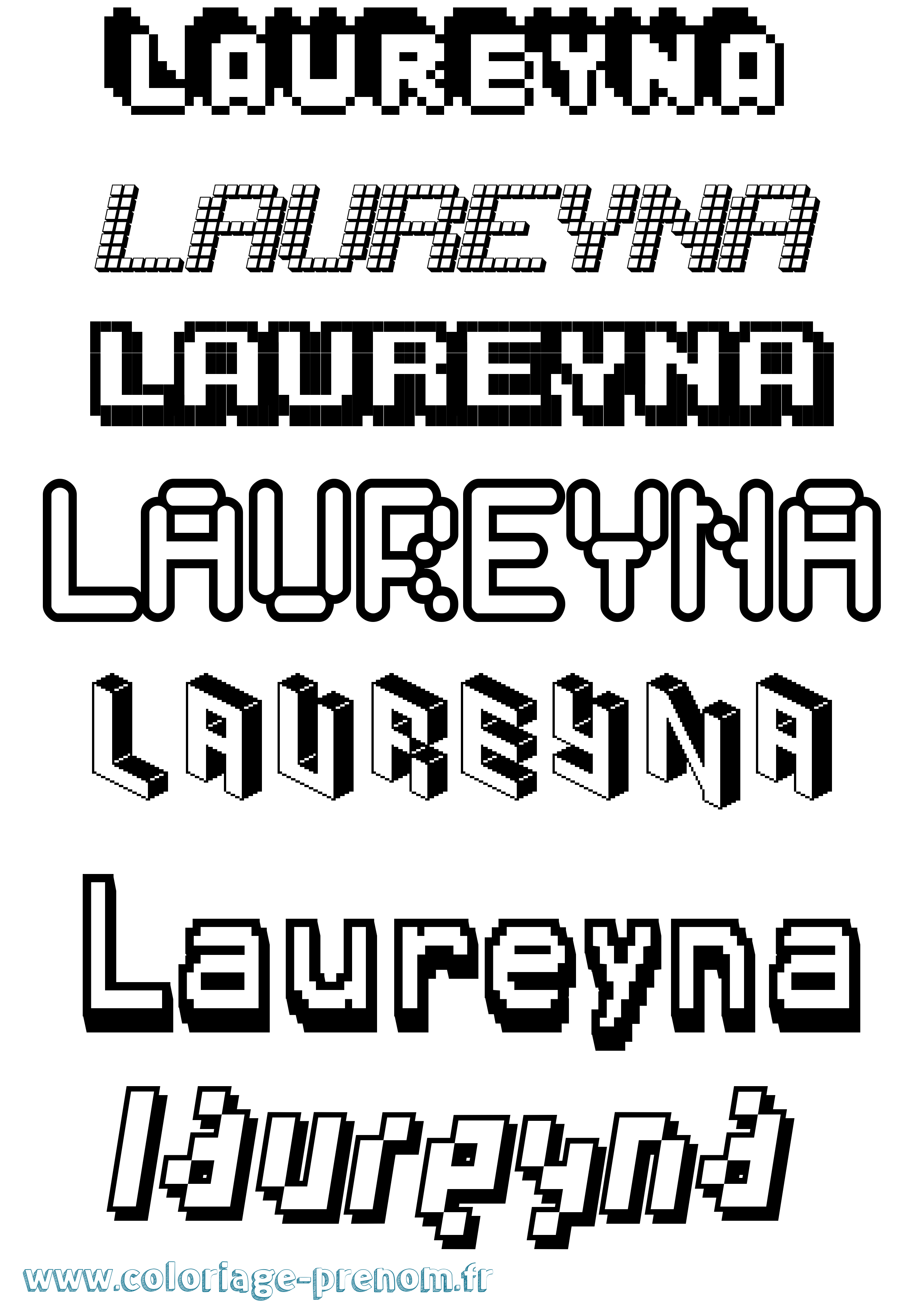 Coloriage Laureyna Pixel Coloriage prénom Laureyna Pixel