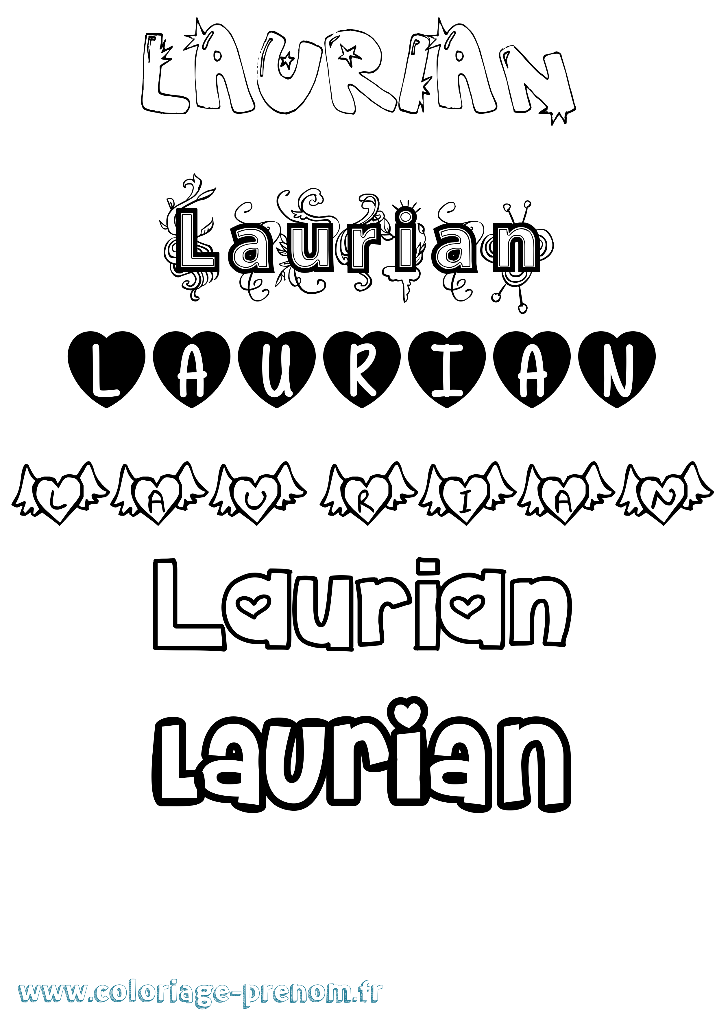 Coloriage Laurian Girly Coloriage prénom Laurian Girly