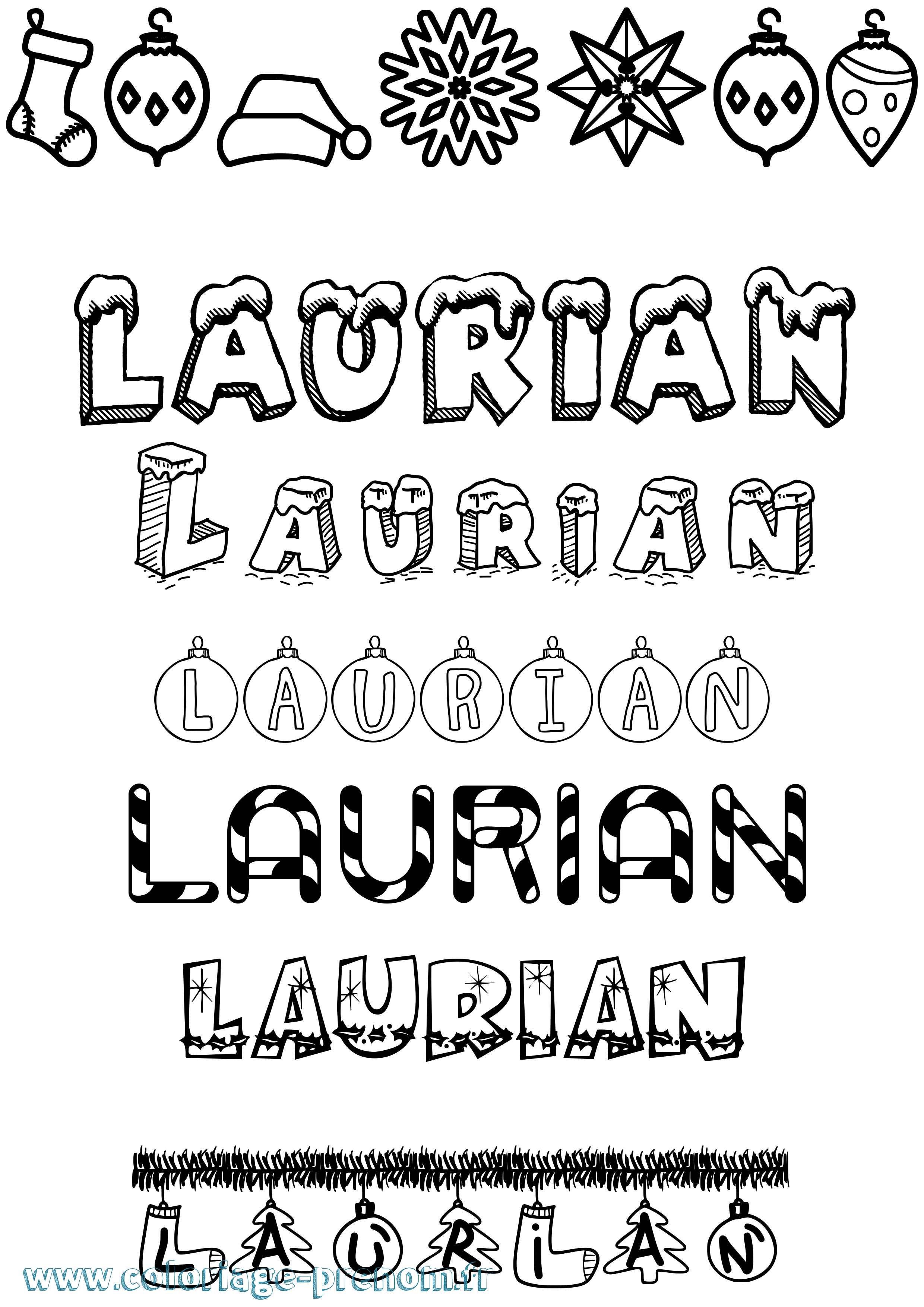 Coloriage Laurian Noël Coloriage prénom Laurian Noël