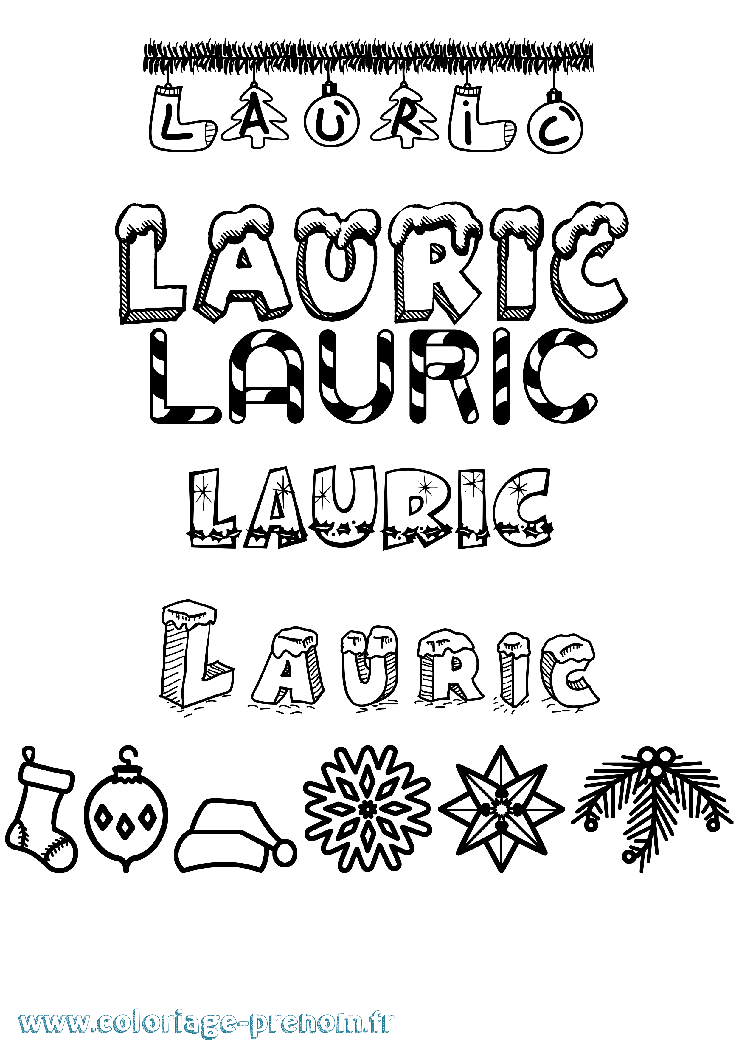 Coloriage Lauric Noël Coloriage prénom Lauric Noël