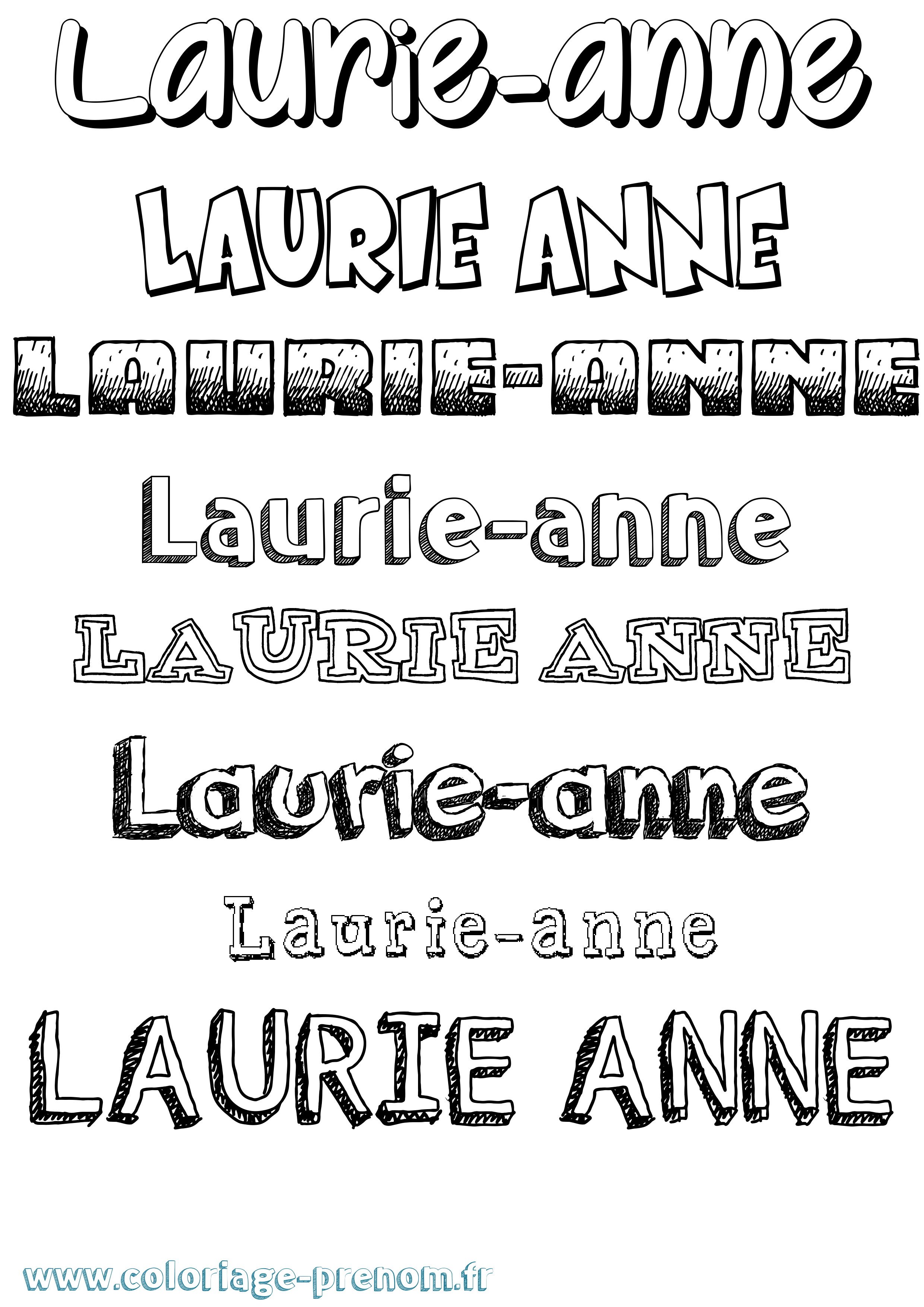 Coloriage Laurie-Anne Dessiné Coloriage prénom Laurie-Anne Dessiné