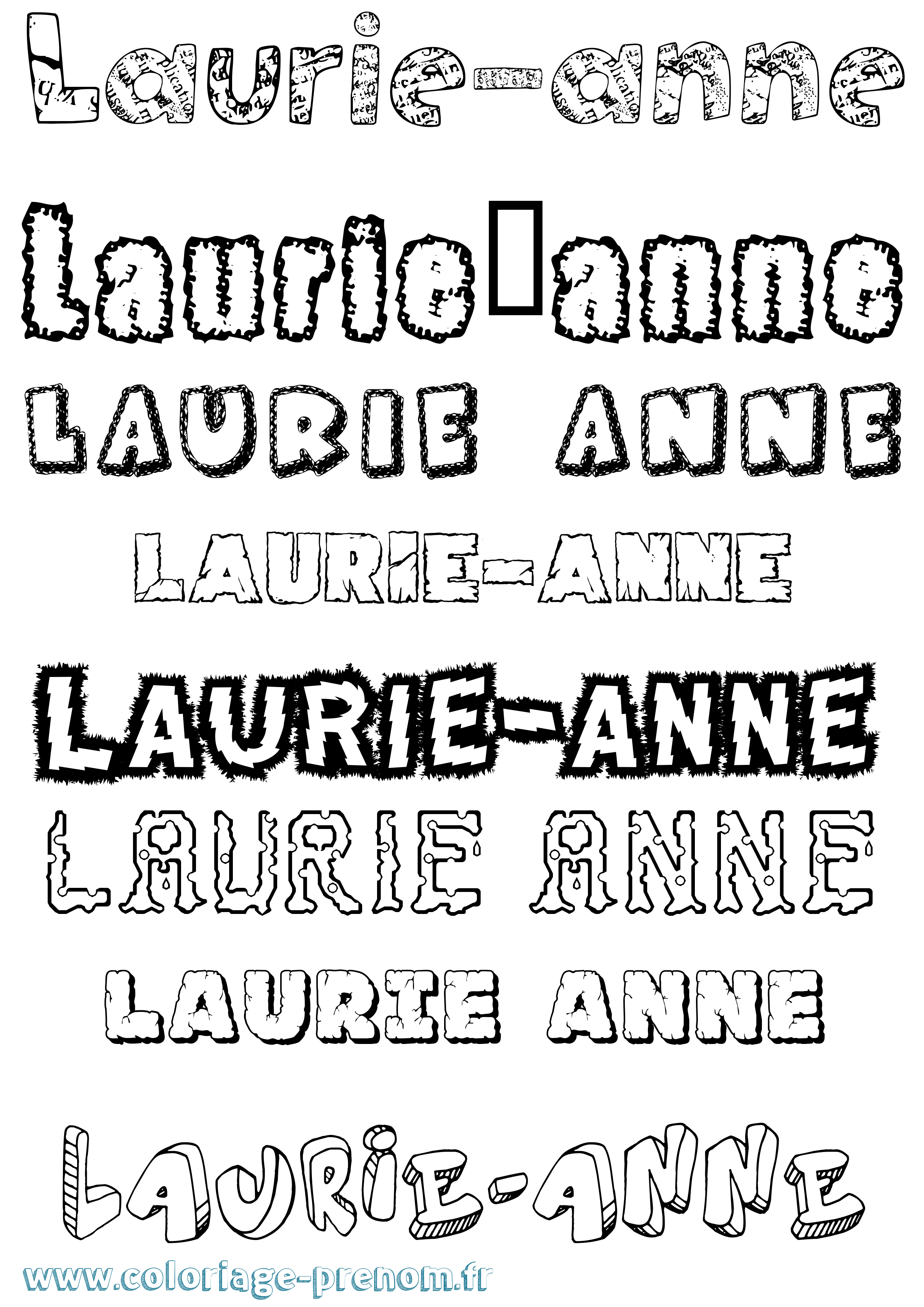 Coloriage Laurie-Anne Destructuré Coloriage prénom Laurie-Anne Destructuré