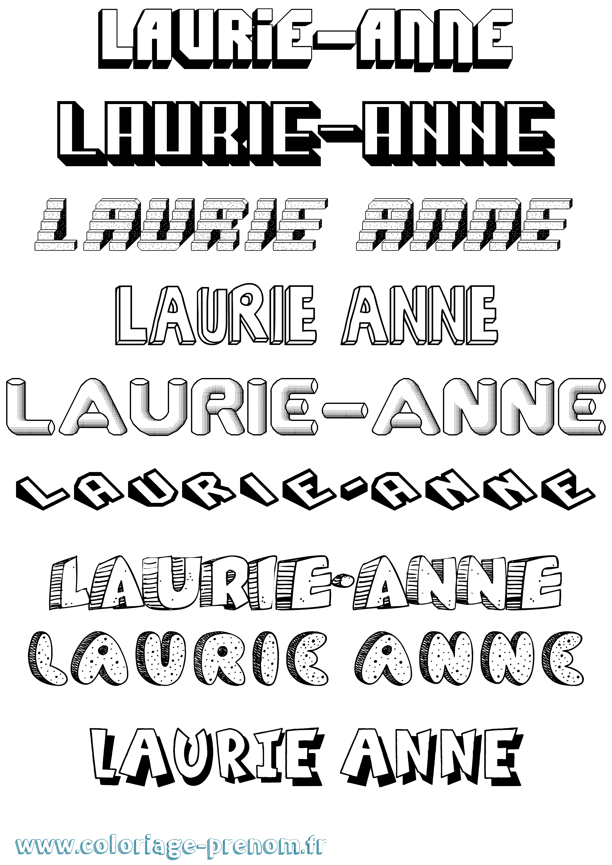 Coloriage Laurie-Anne Effet 3D Coloriage prénom Laurie-Anne Effet 3D