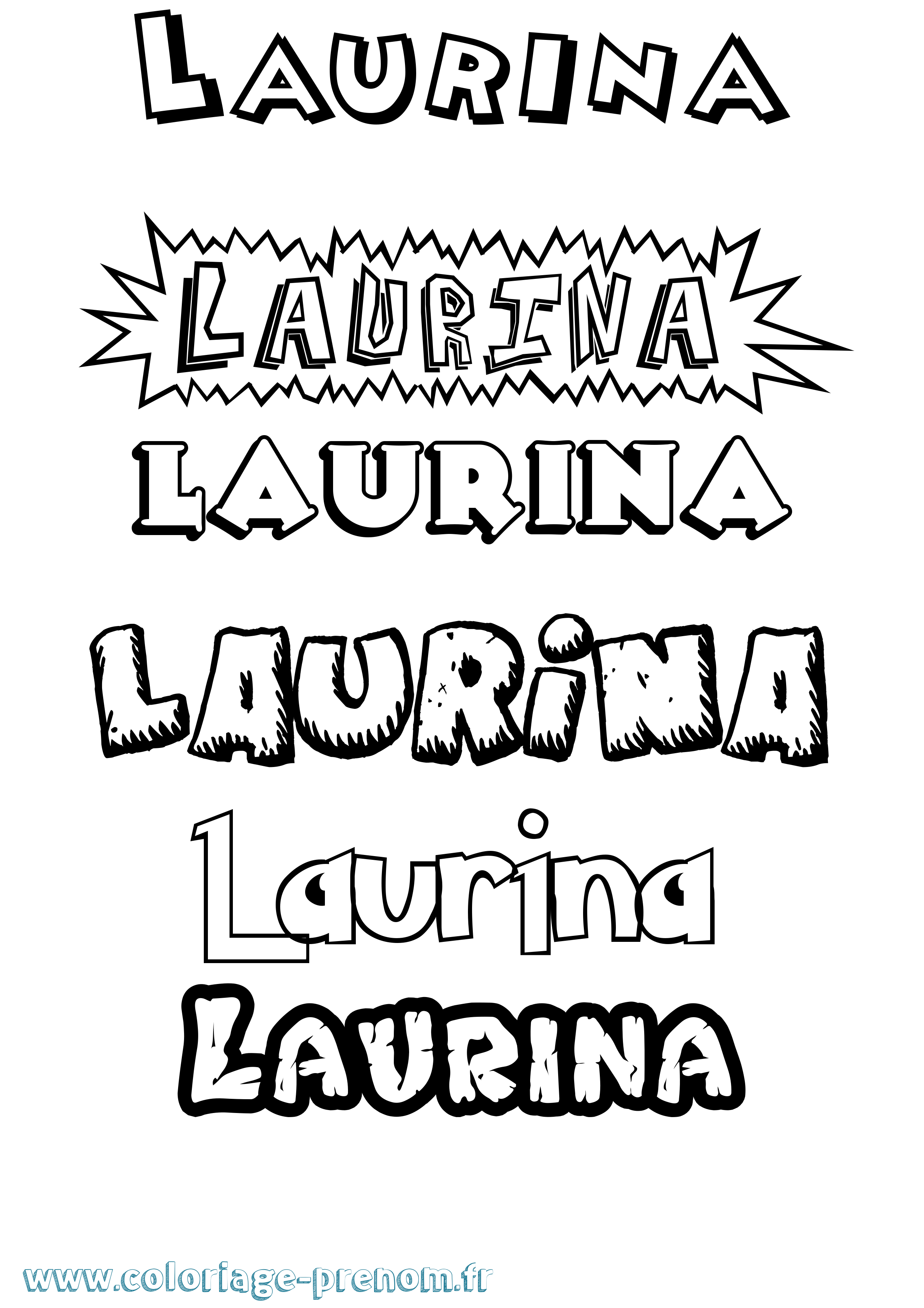 Coloriage Laurina Dessin Animé Coloriage prénom Laurina Dessin Animé