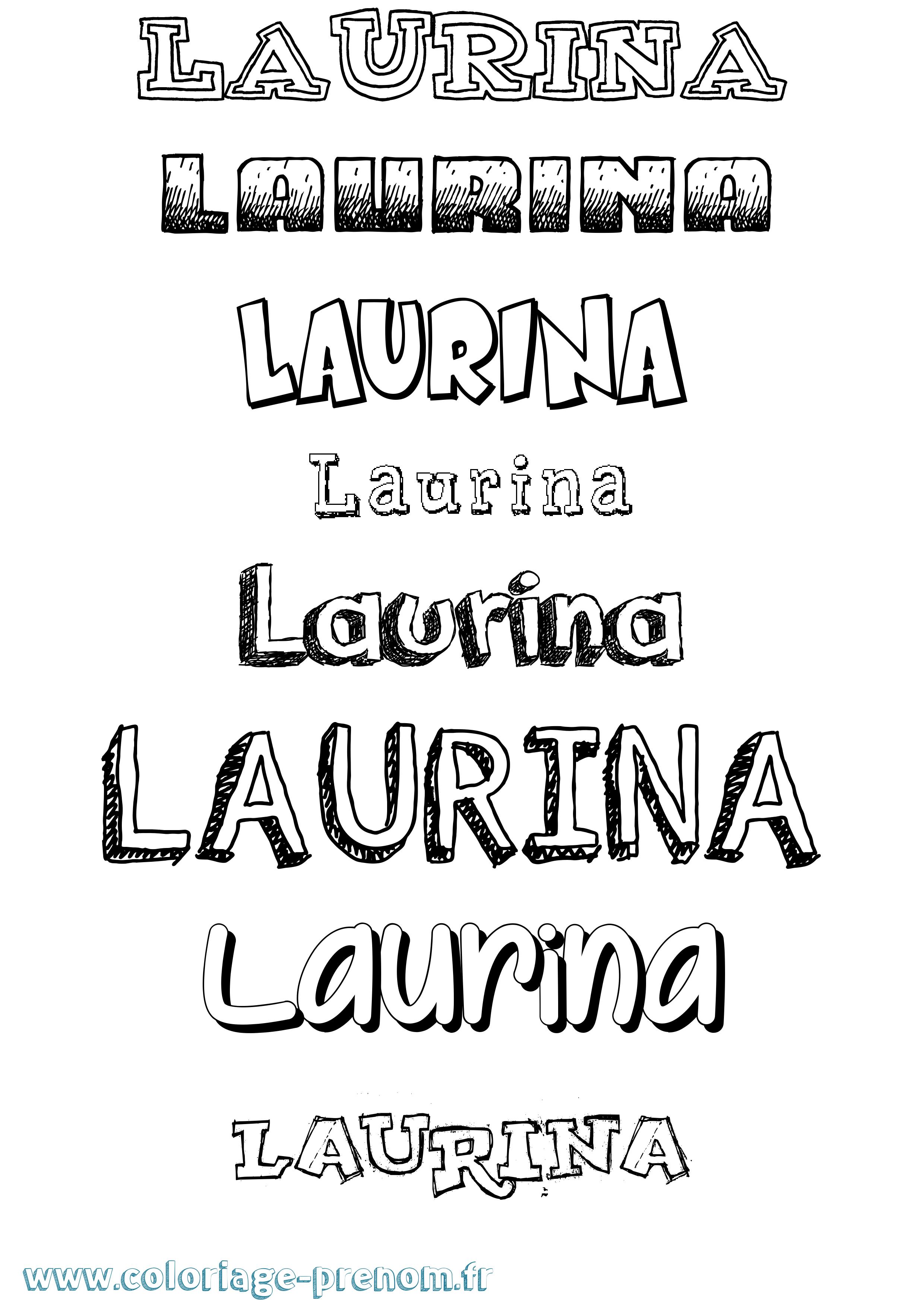 Coloriage Laurina Dessiné Coloriage prénom Laurina Dessiné