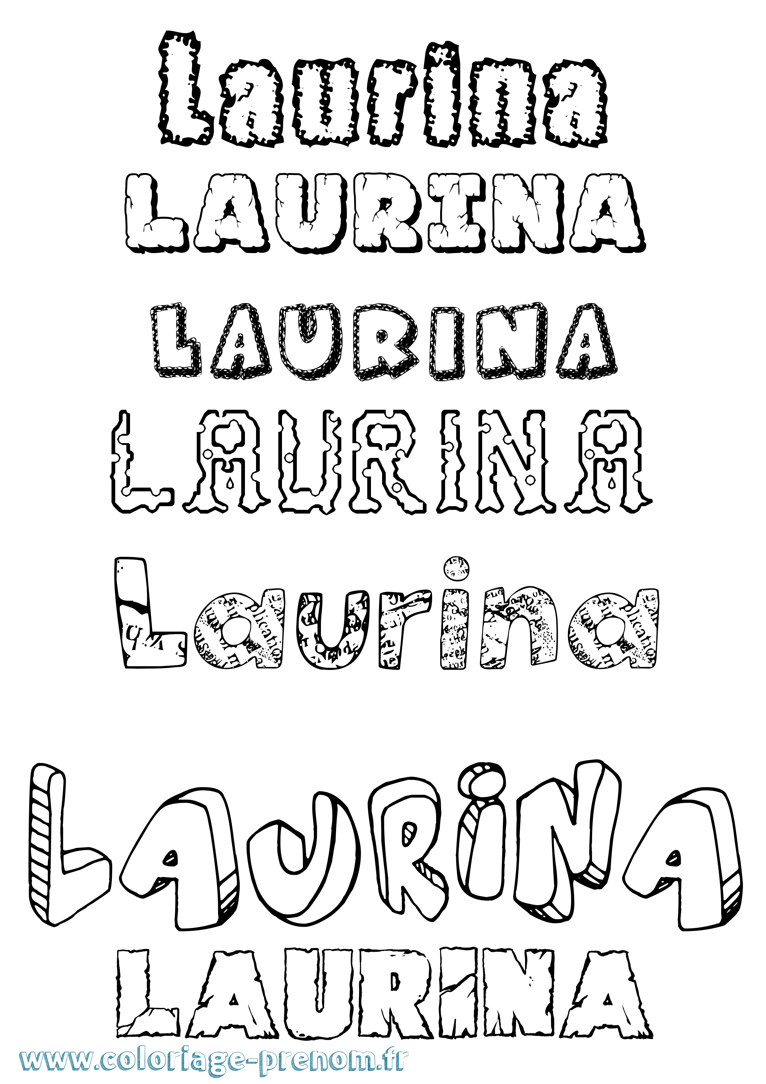 Coloriage Laurina Destructuré Coloriage prénom Laurina Destructuré