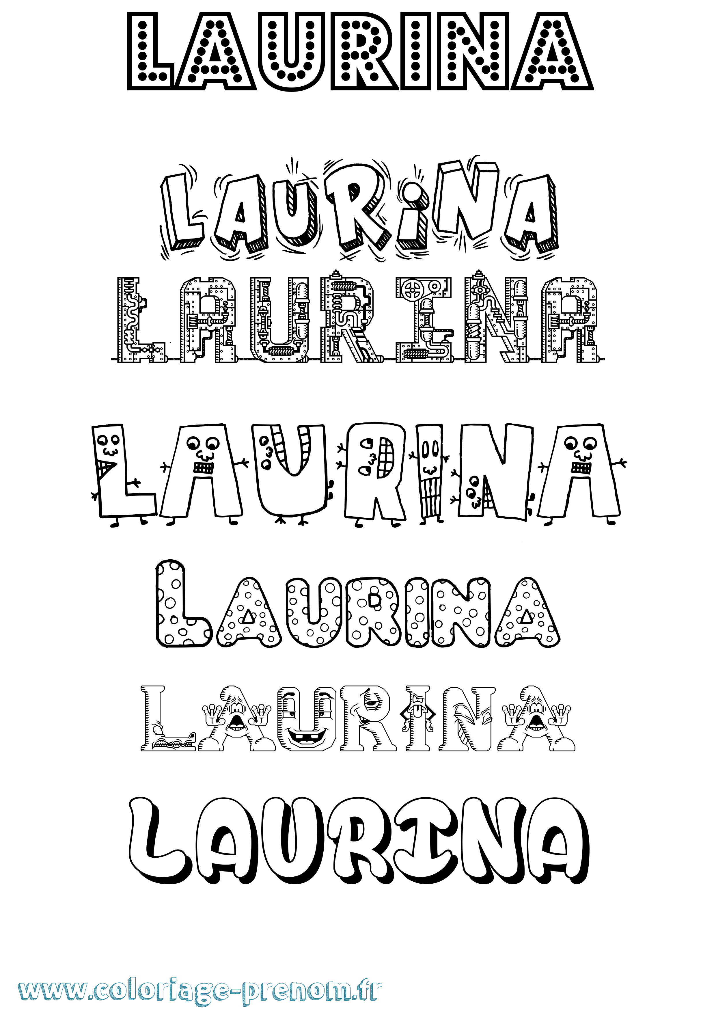 Coloriage Laurina Fun Coloriage prénom Laurina Fun