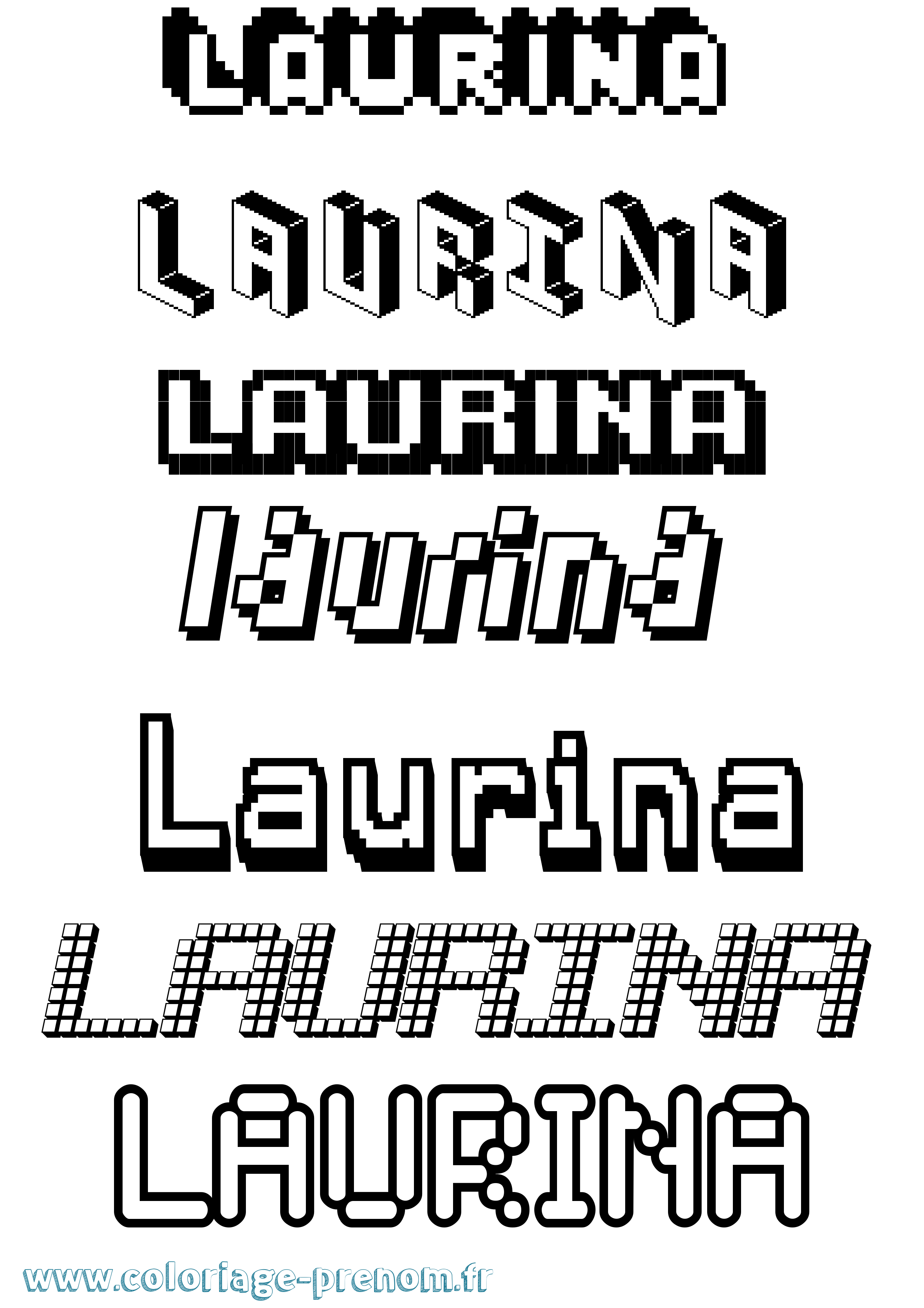 Coloriage Laurina Pixel Coloriage prénom Laurina Pixel
