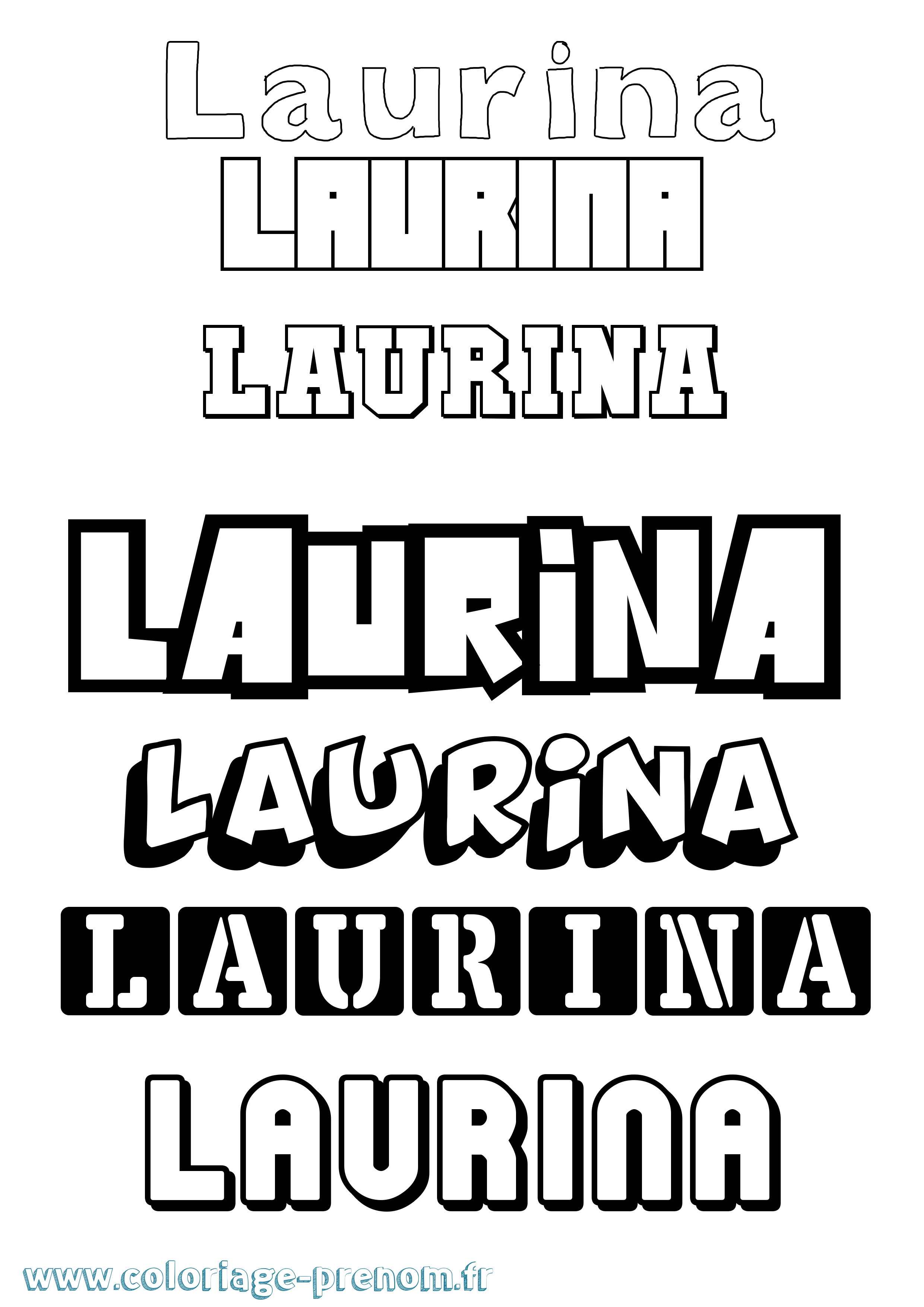 Coloriage Laurina Simple Coloriage prénom Laurina Simple