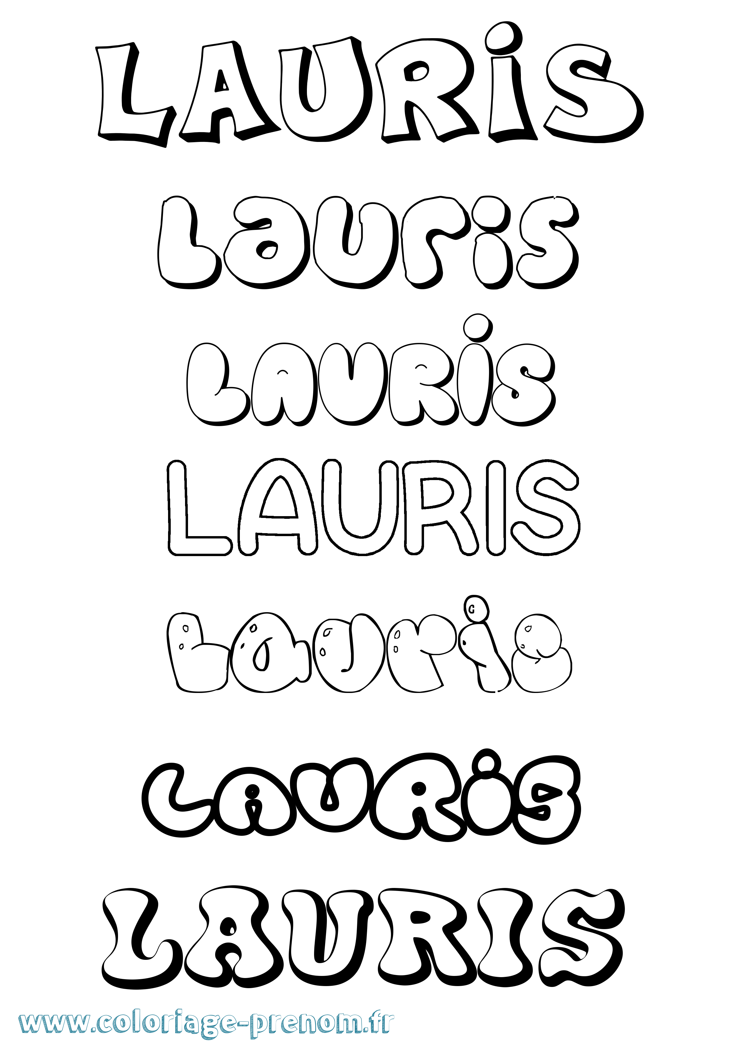 Coloriage Lauris Bubble Coloriage prénom Lauris Bubble