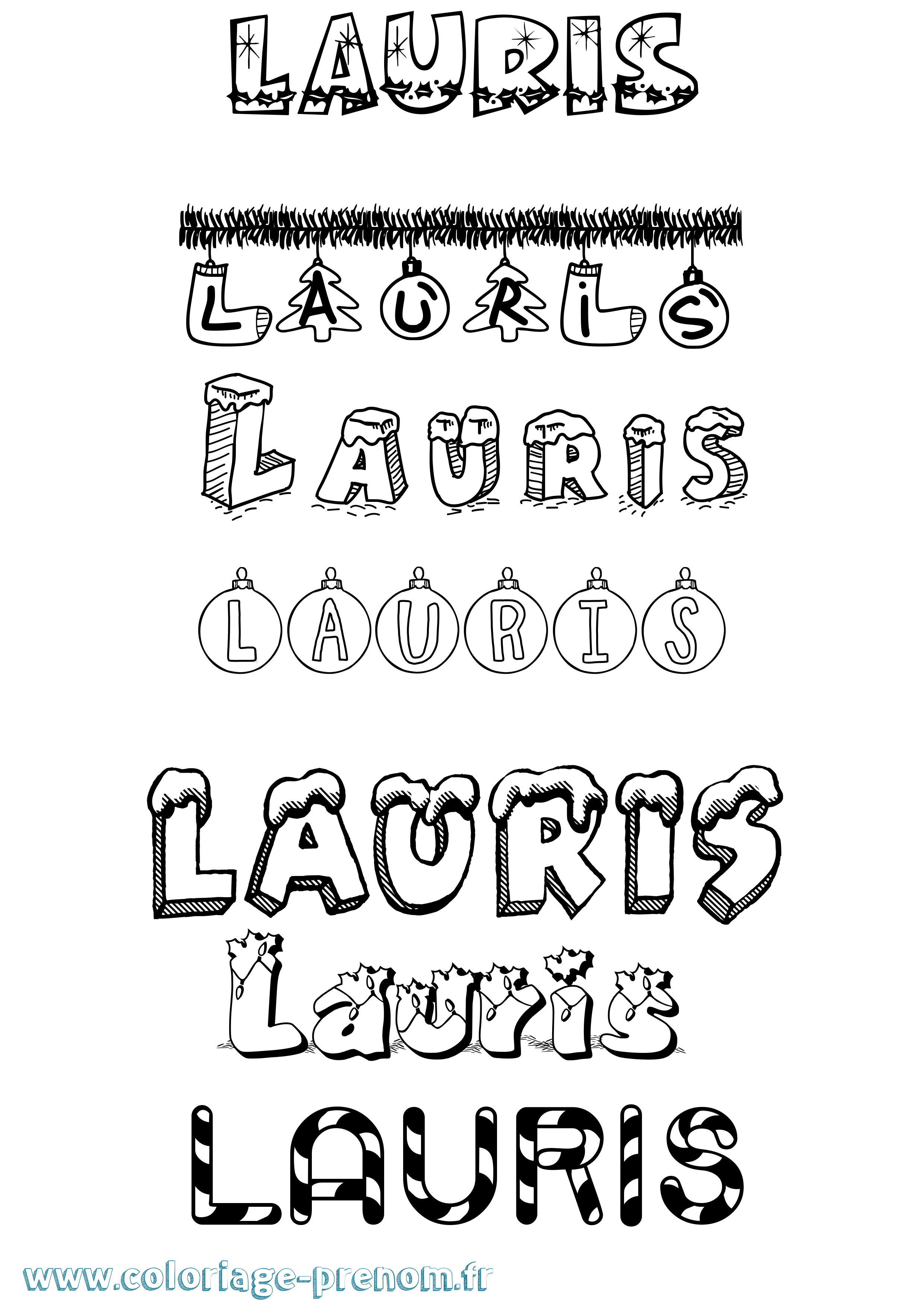 Coloriage Lauris Noël Coloriage prénom Lauris Noël