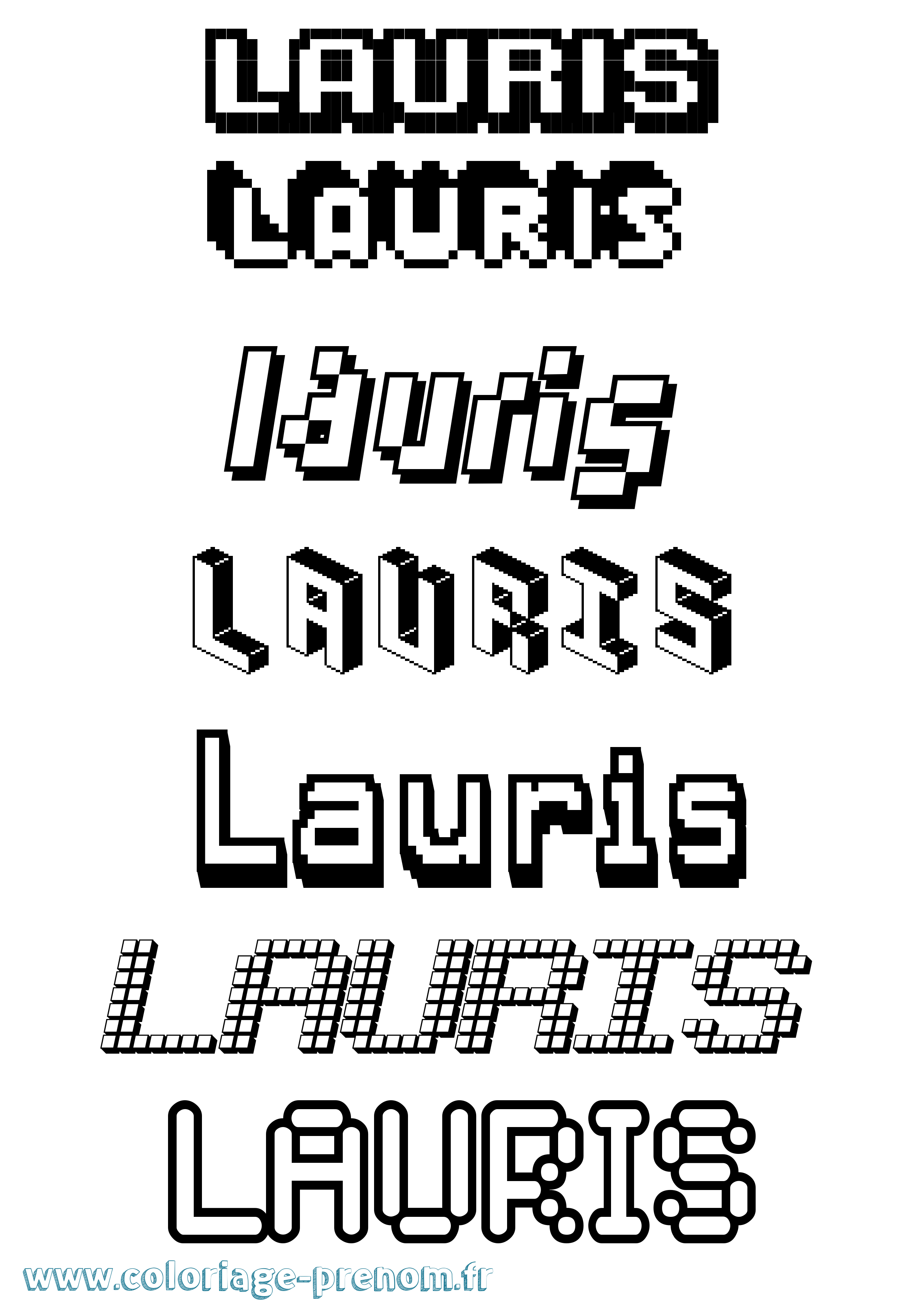 Coloriage Lauris Pixel Coloriage prénom Lauris Pixel