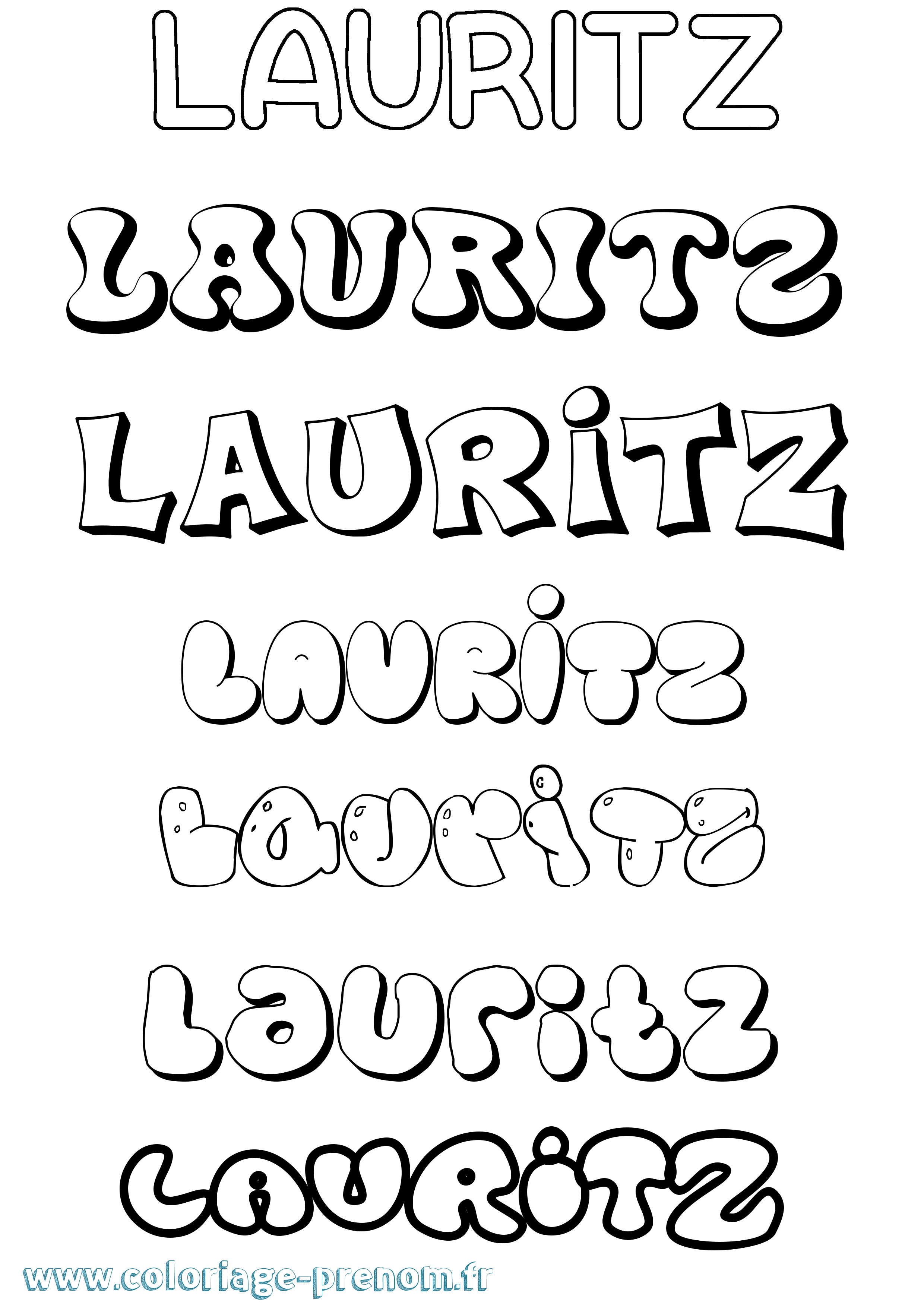 Coloriage Lauritz Bubble Coloriage prénom Lauritz Bubble