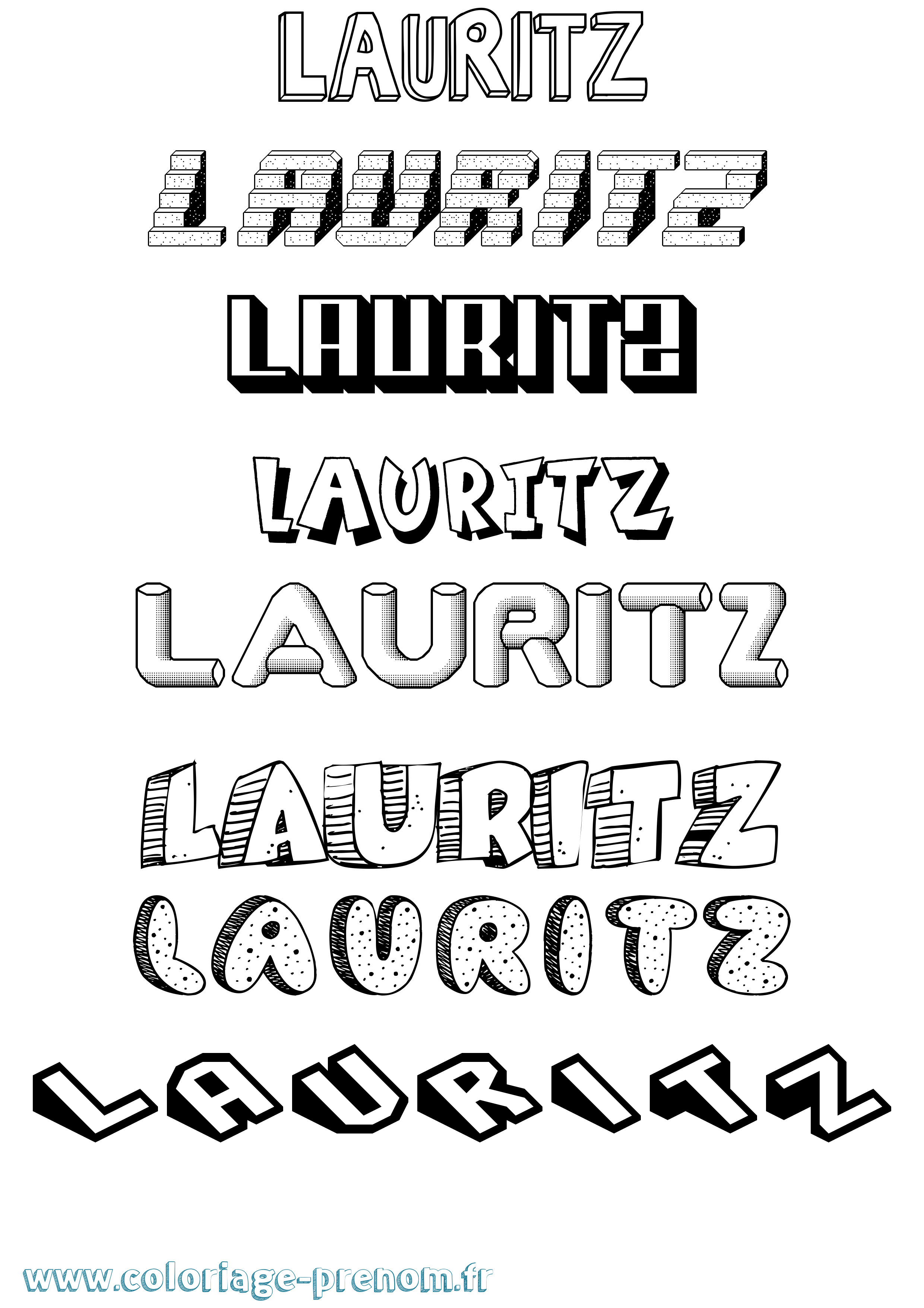 Coloriage Lauritz Effet 3D Coloriage prénom Lauritz Effet 3D