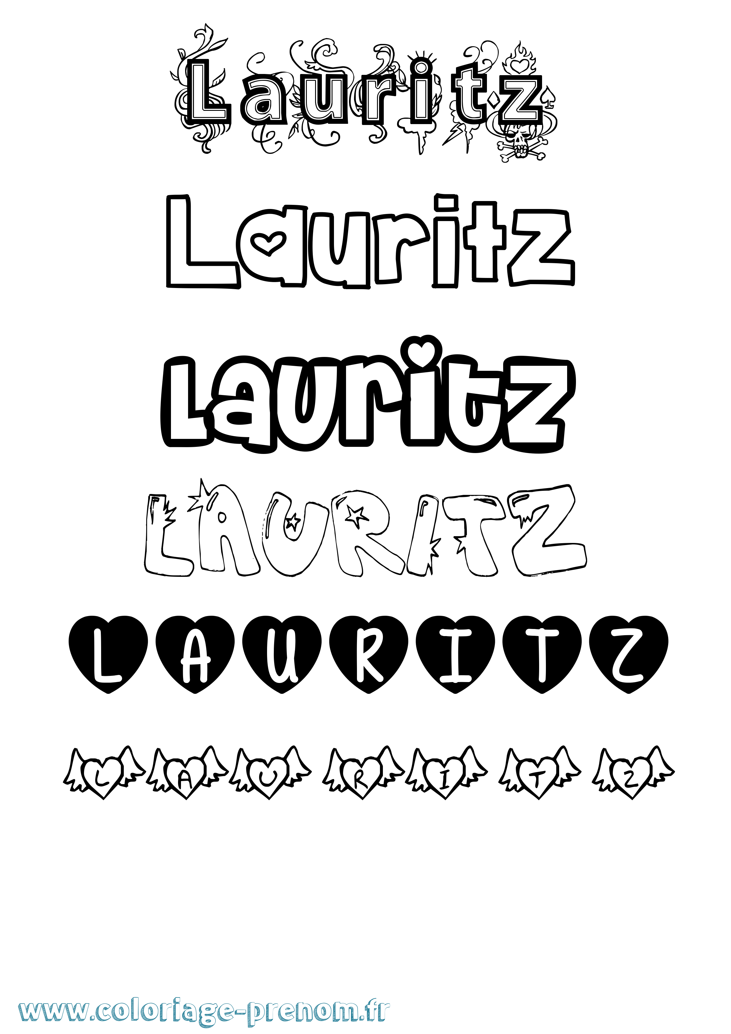Coloriage Lauritz Girly Coloriage prénom Lauritz Girly