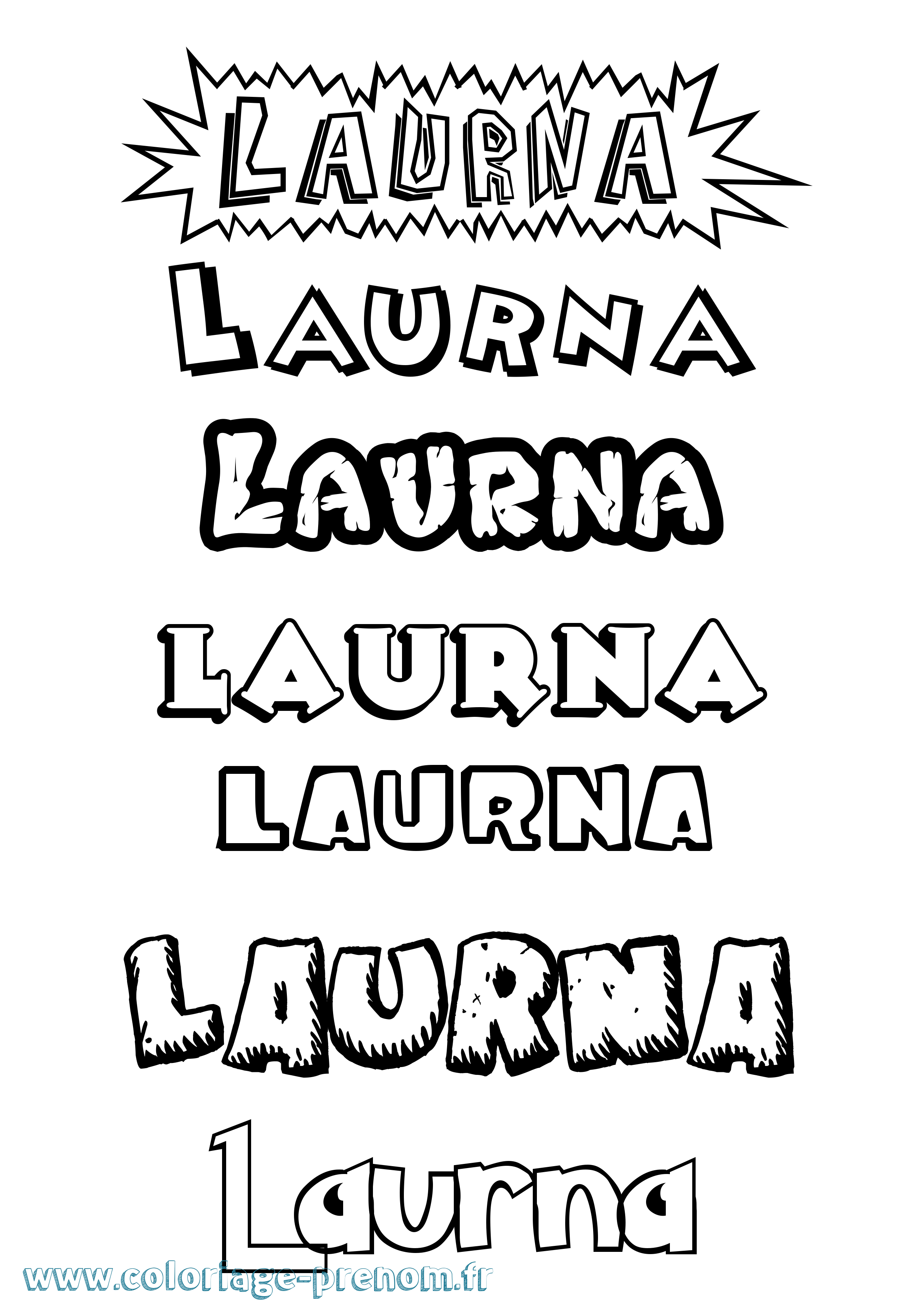 Coloriage Laurna Dessin Animé Coloriage prénom Laurna Dessin Animé