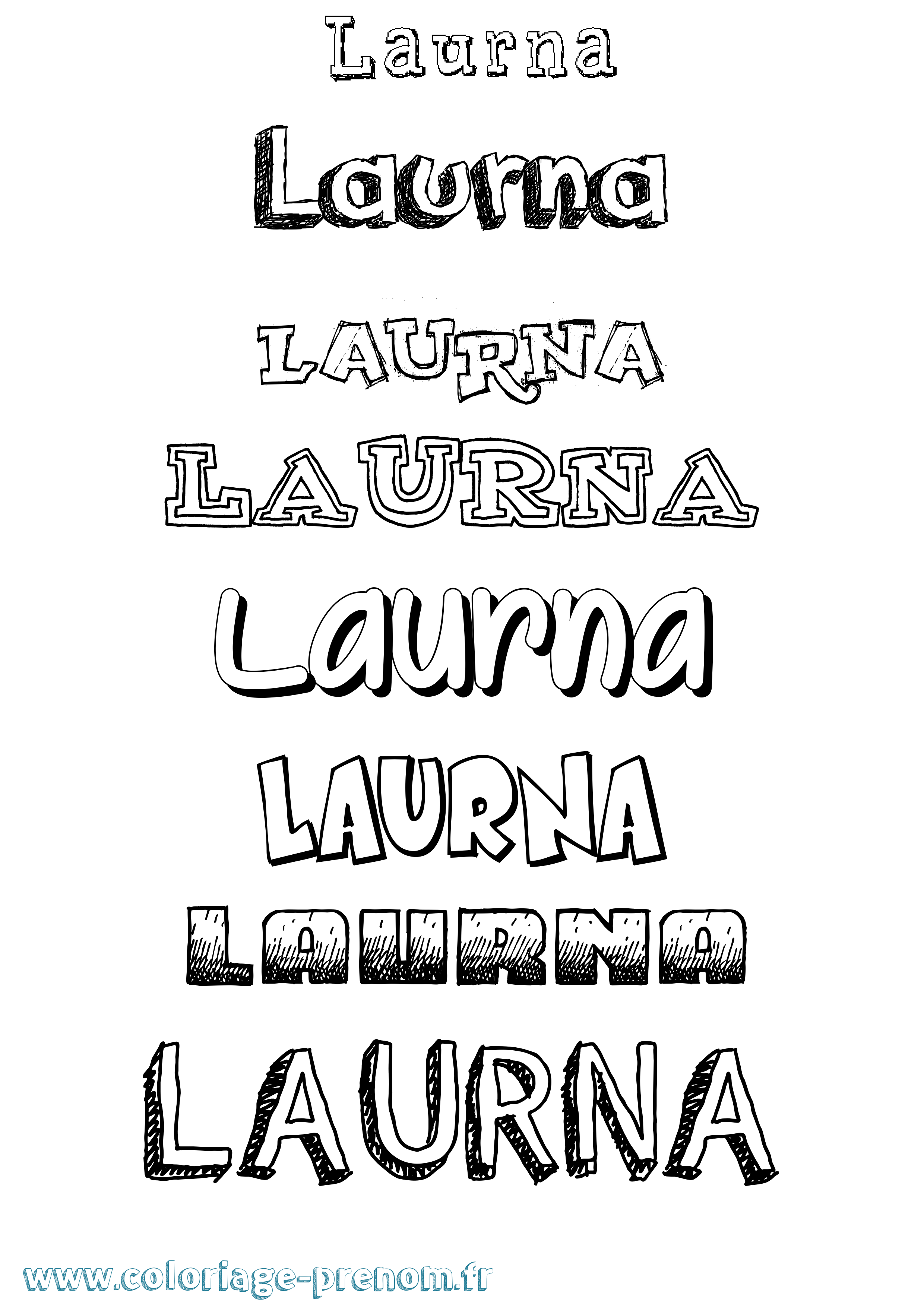 Coloriage Laurna Dessiné Coloriage prénom Laurna Dessiné