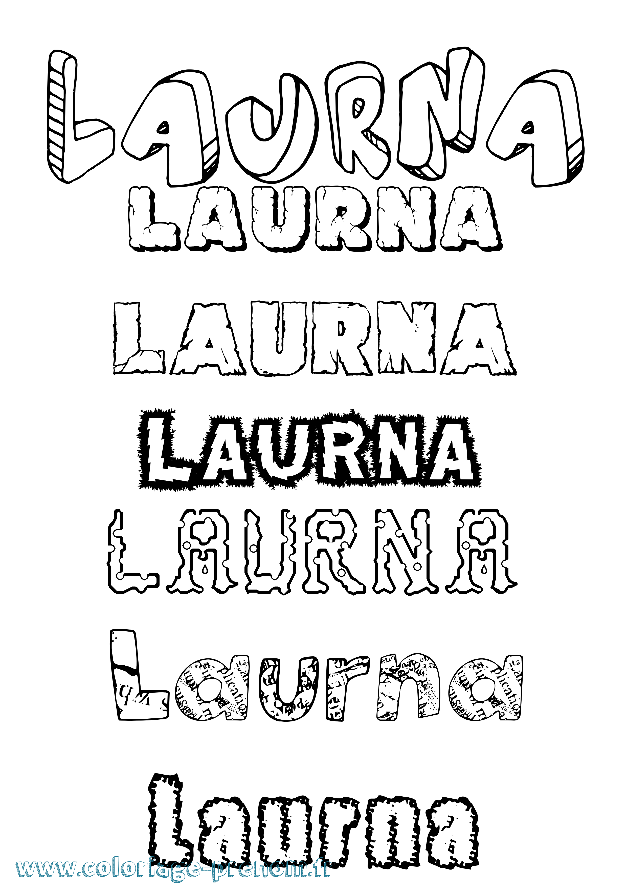 Coloriage Laurna Destructuré Coloriage prénom Laurna Destructuré