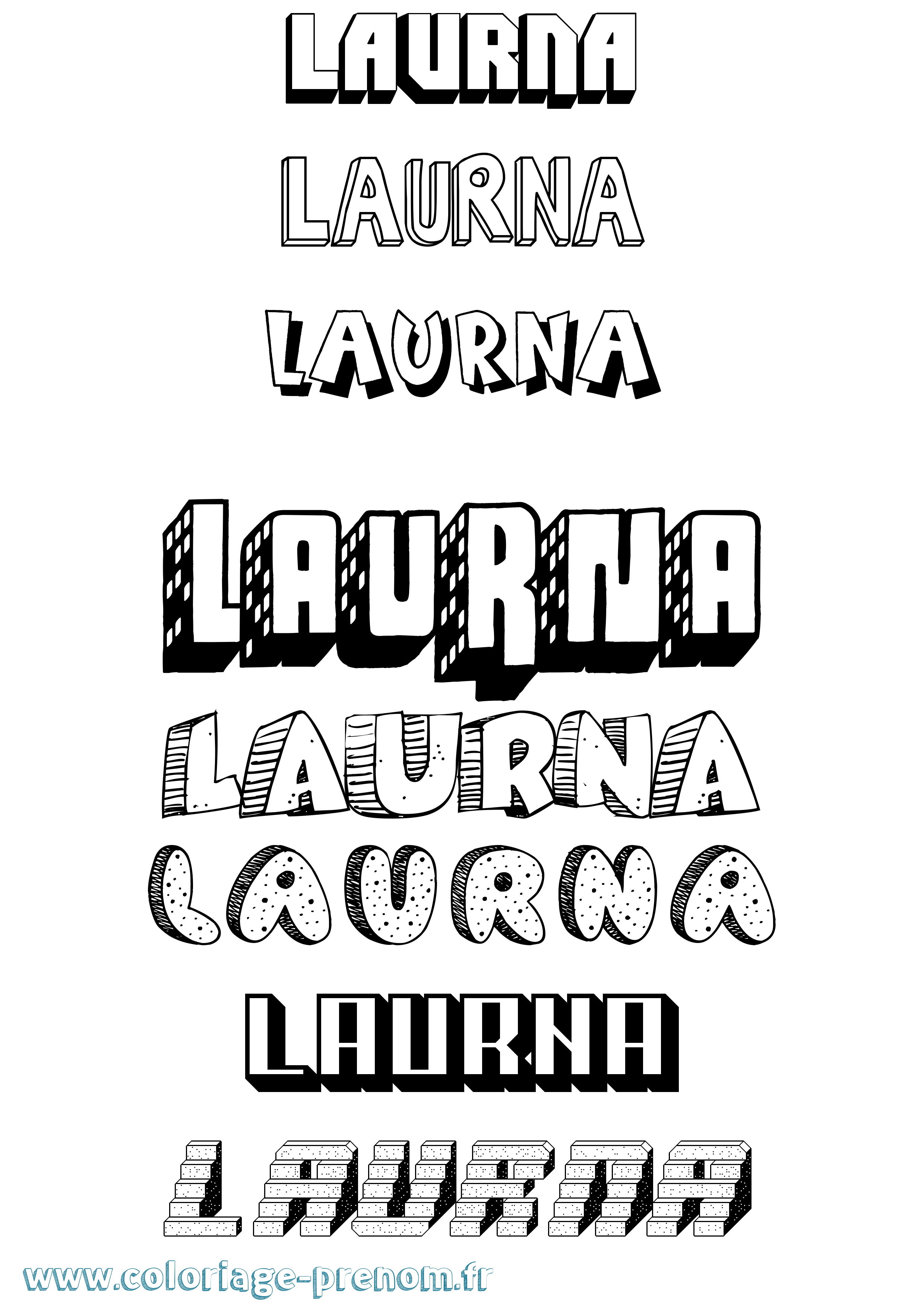 Coloriage Laurna Effet 3D Coloriage prénom Laurna Effet 3D