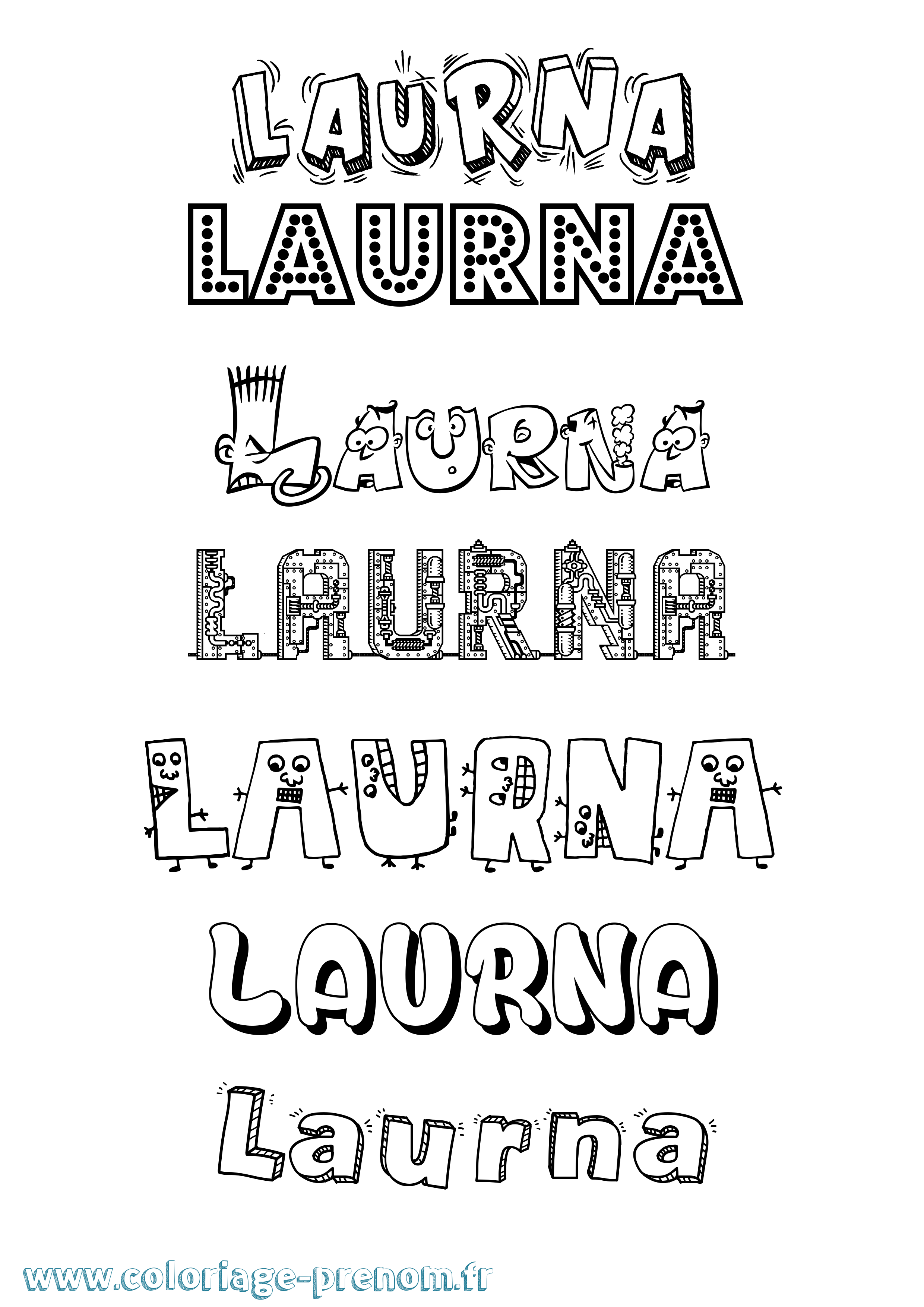 Coloriage Laurna Fun Coloriage prénom Laurna Fun