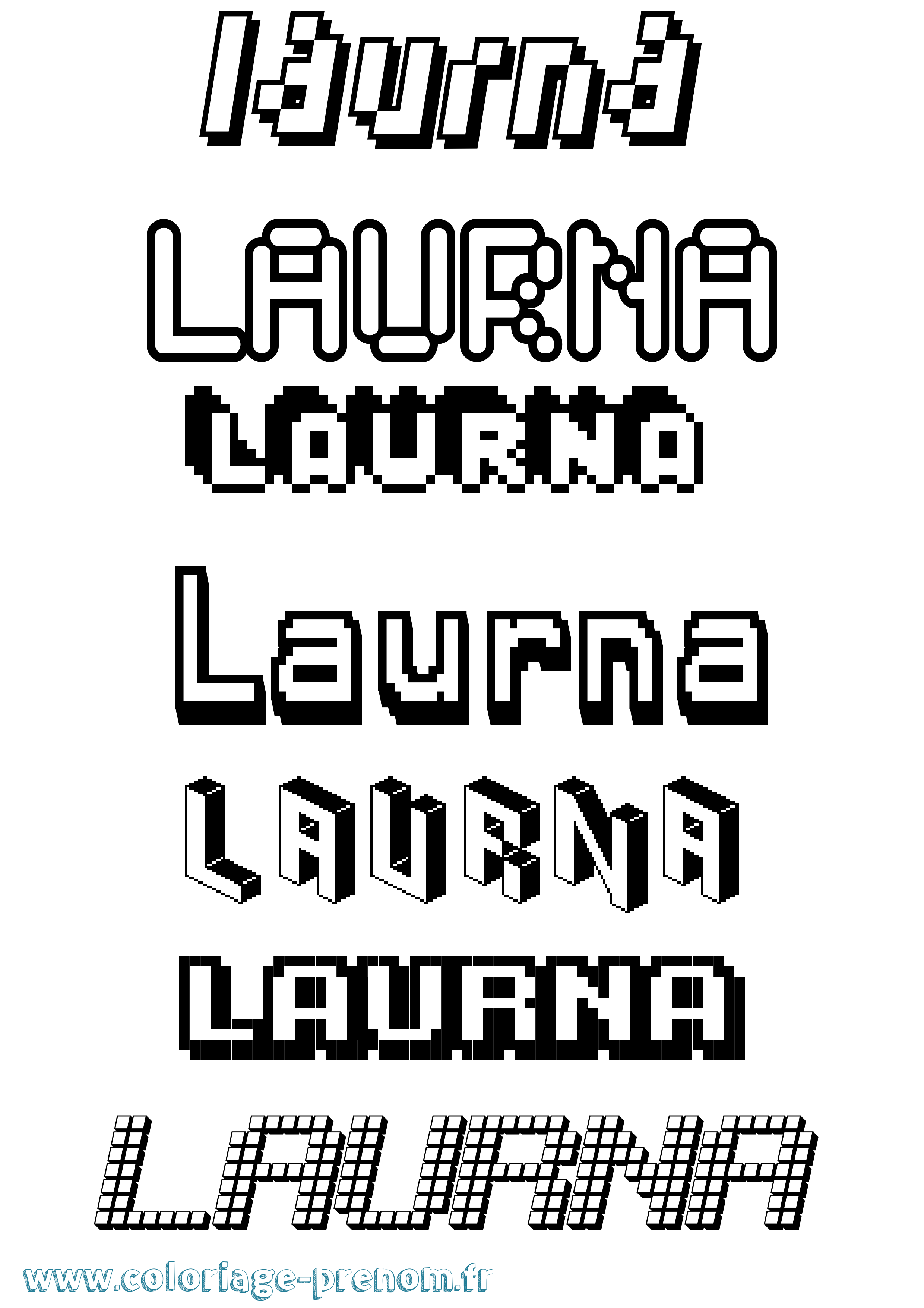 Coloriage Laurna Pixel Coloriage prénom Laurna Pixel