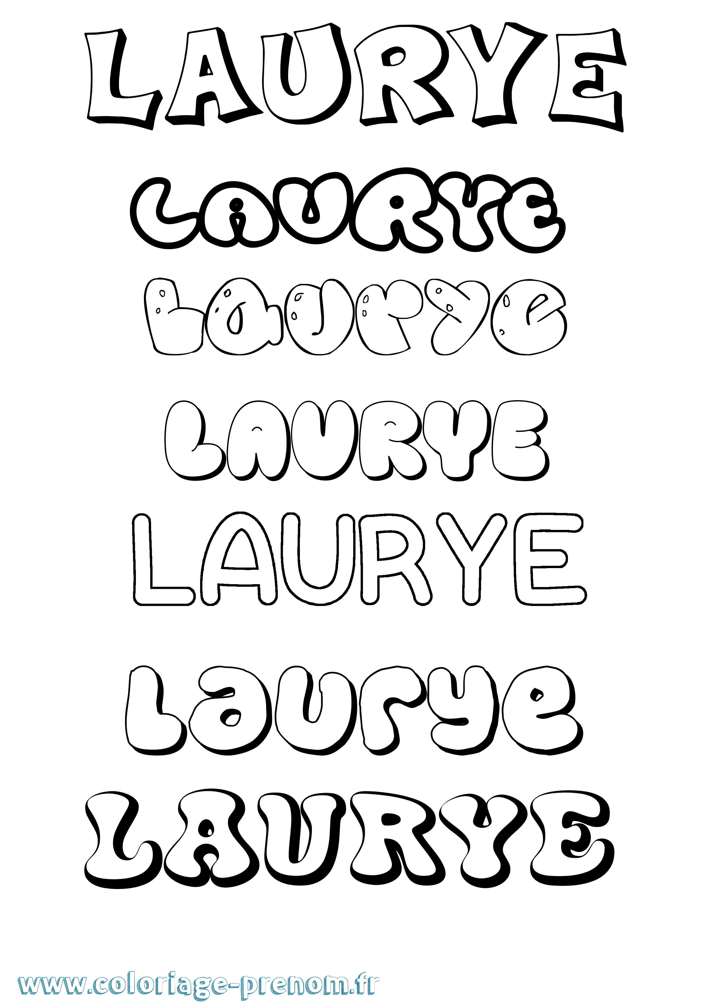 Coloriage Laurye Bubble Coloriage prénom Laurye Bubble