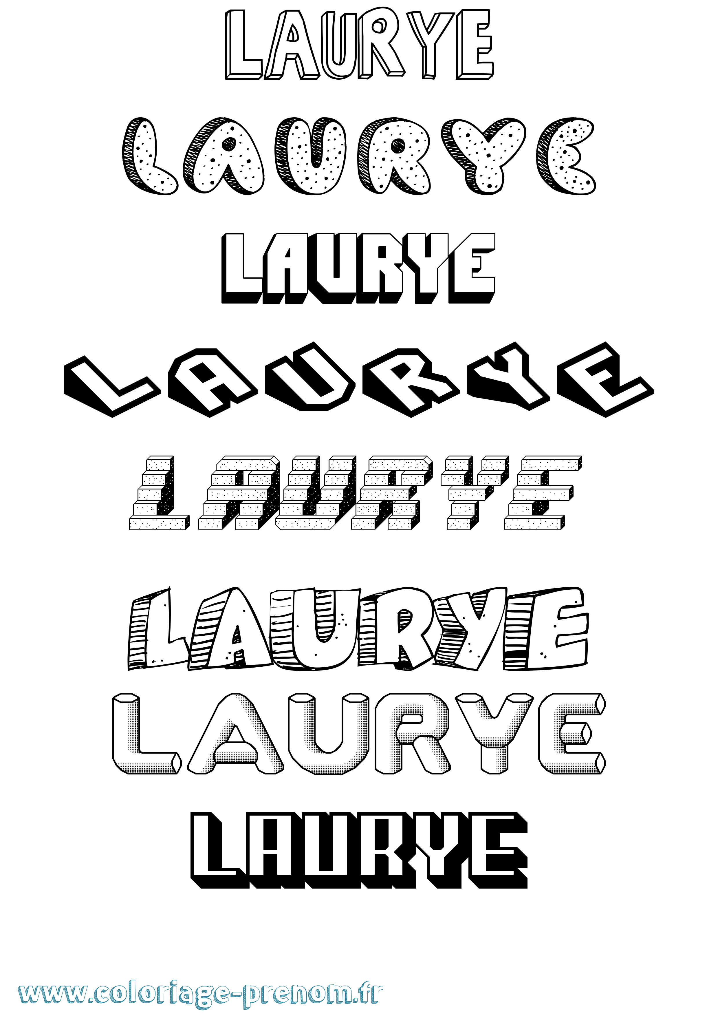 Coloriage Laurye Effet 3D Coloriage prénom Laurye Effet 3D