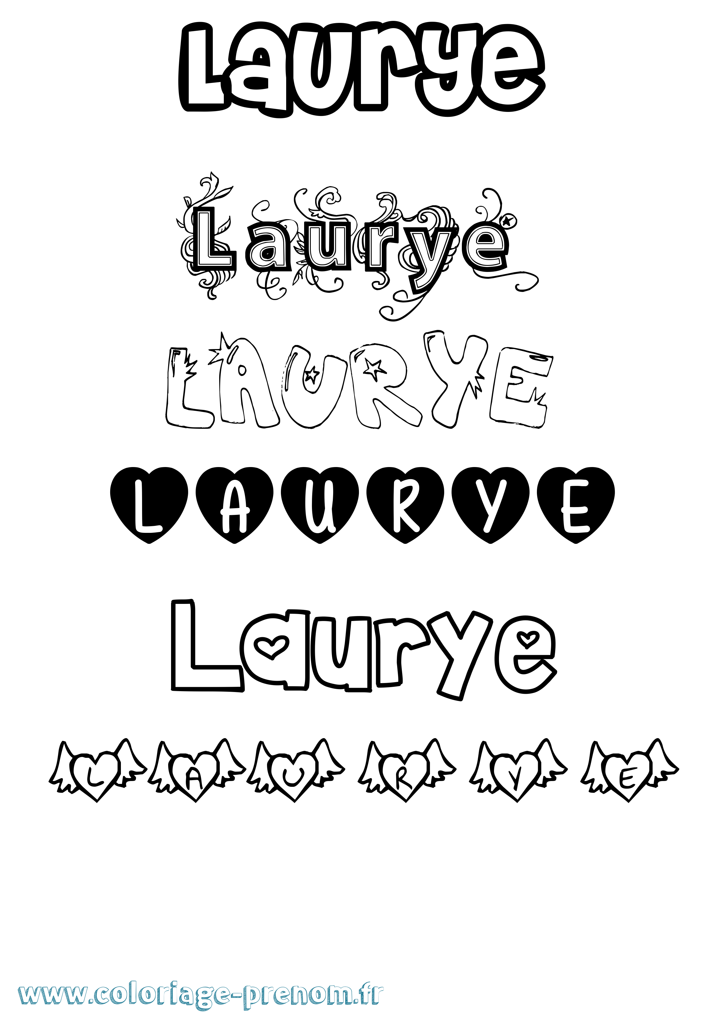 Coloriage Laurye Girly Coloriage prénom Laurye Girly