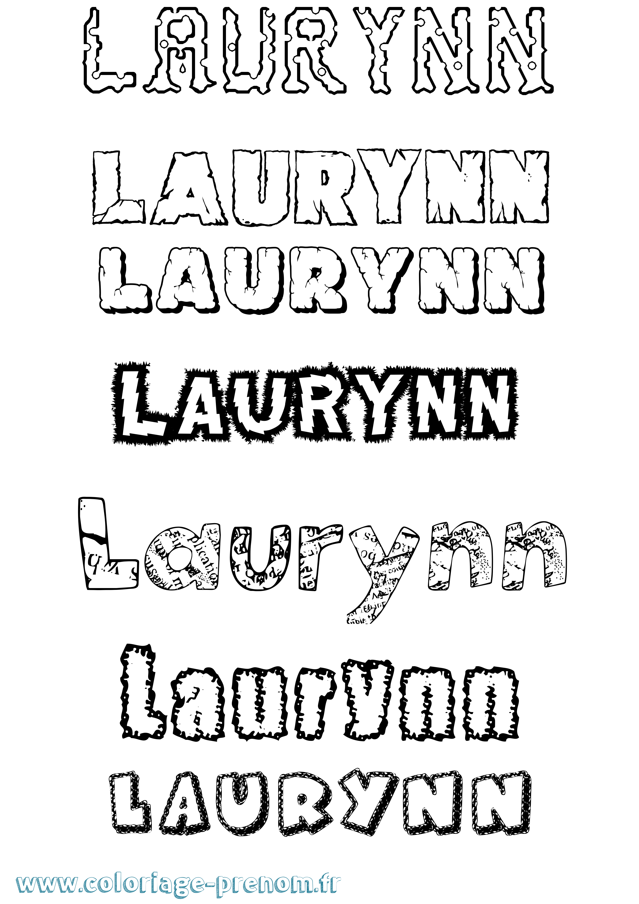Coloriage Laurynn Destructuré Coloriage prénom Laurynn Destructuré