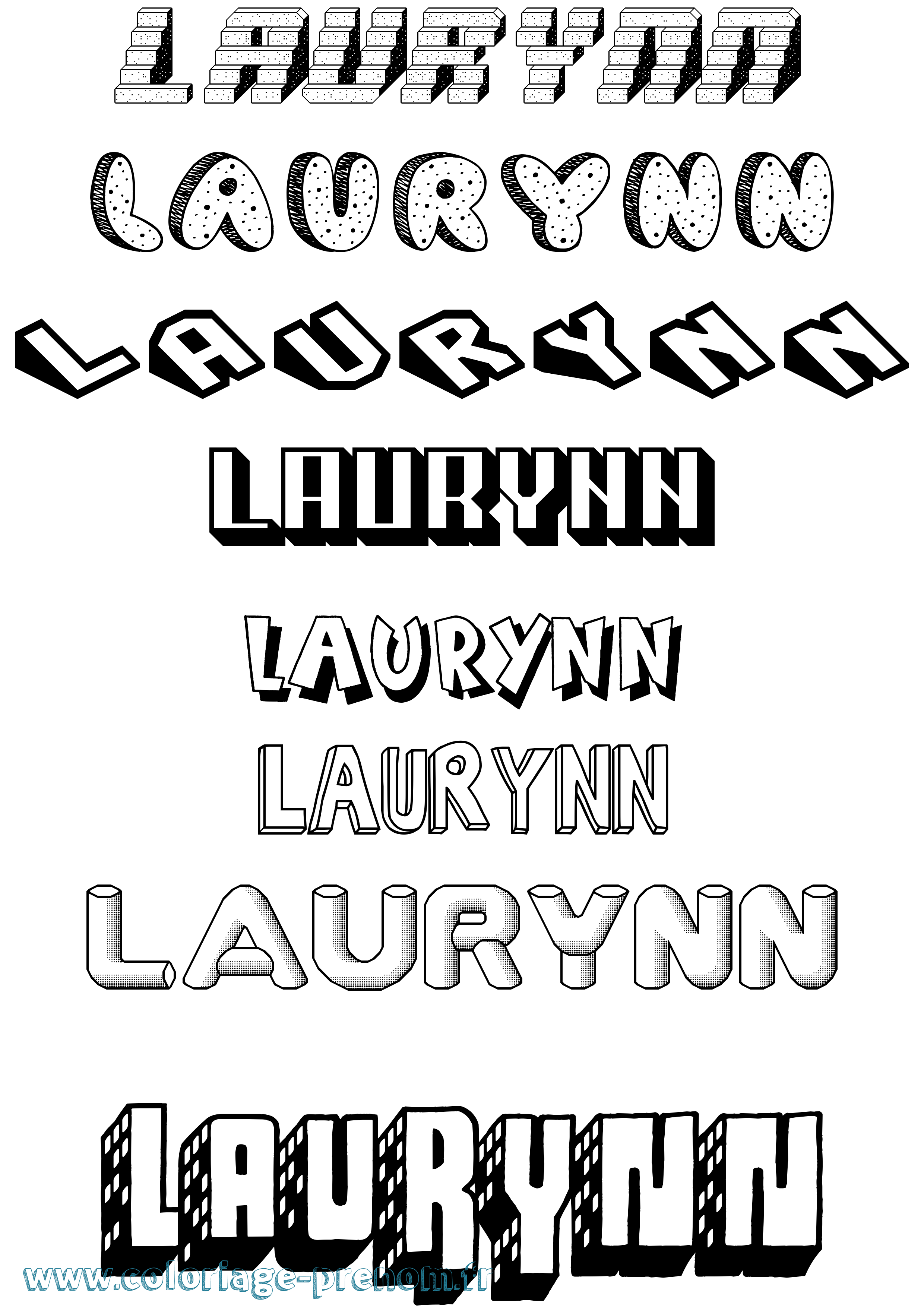 Coloriage Laurynn Effet 3D Coloriage prénom Laurynn Effet 3D