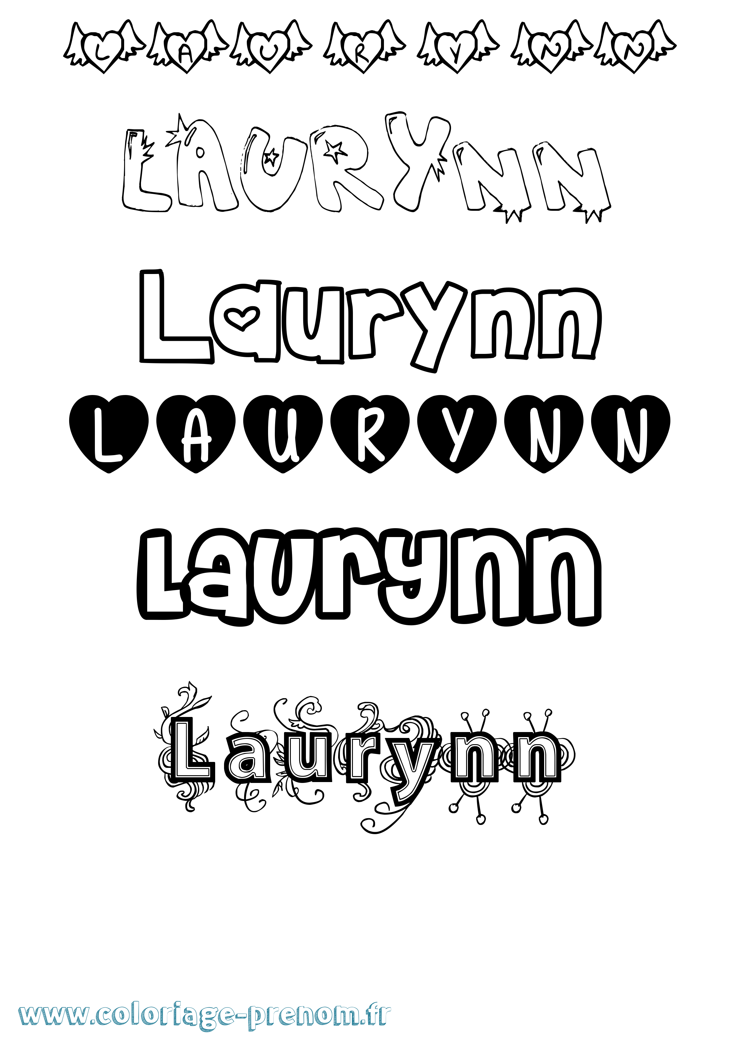 Coloriage Laurynn Girly Coloriage prénom Laurynn Girly