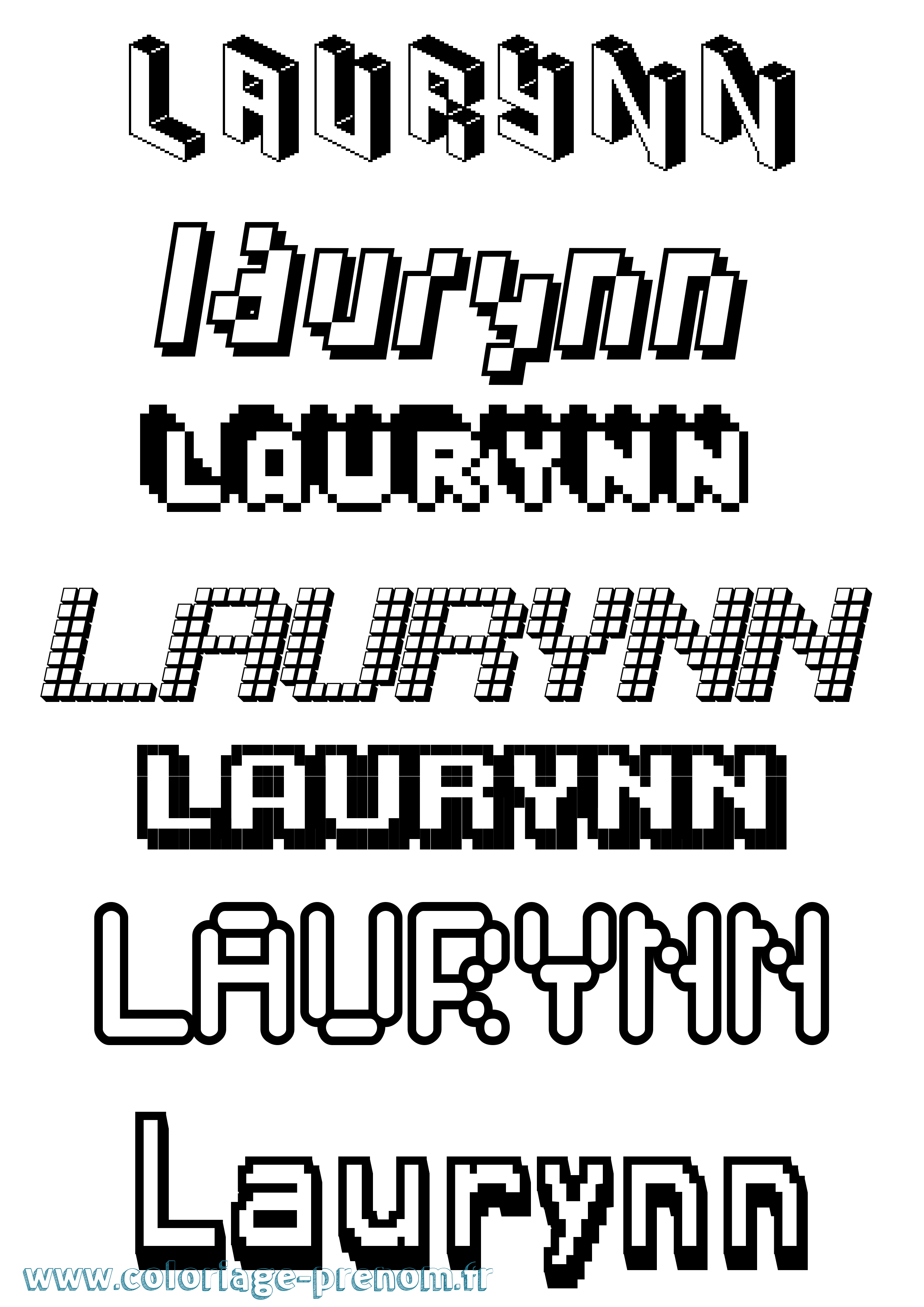Coloriage Laurynn Pixel Coloriage prénom Laurynn Pixel