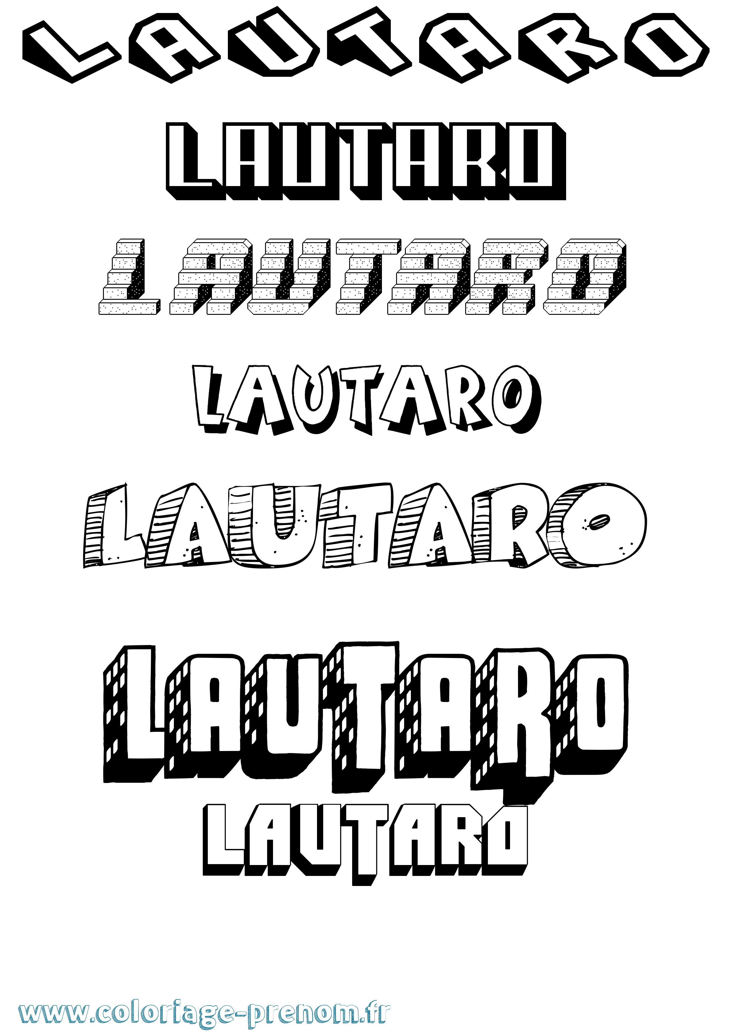 Coloriage Lautaro Effet 3D Coloriage prénom Lautaro Effet 3D