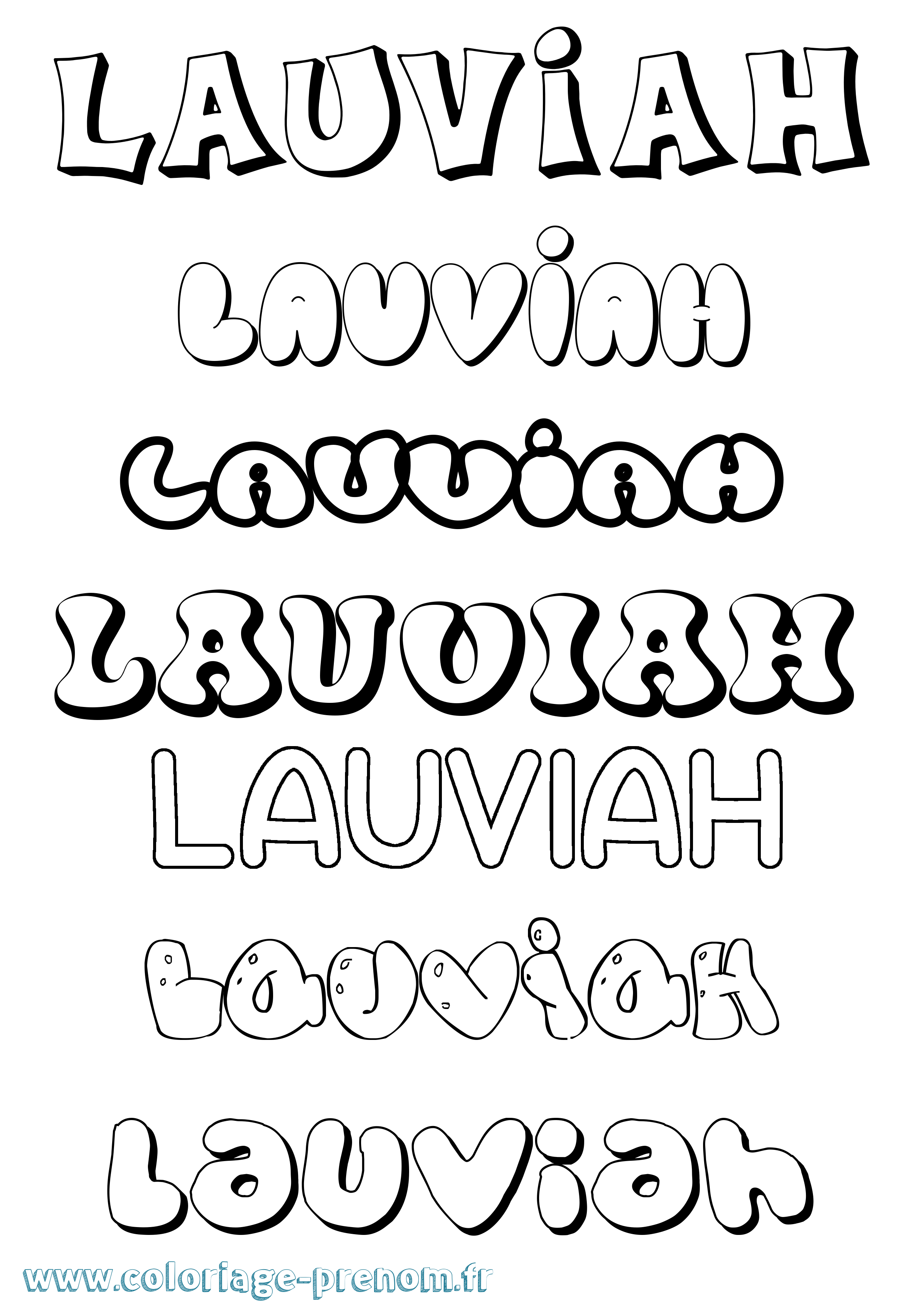Coloriage Lauviah Bubble Coloriage prénom Lauviah Bubble