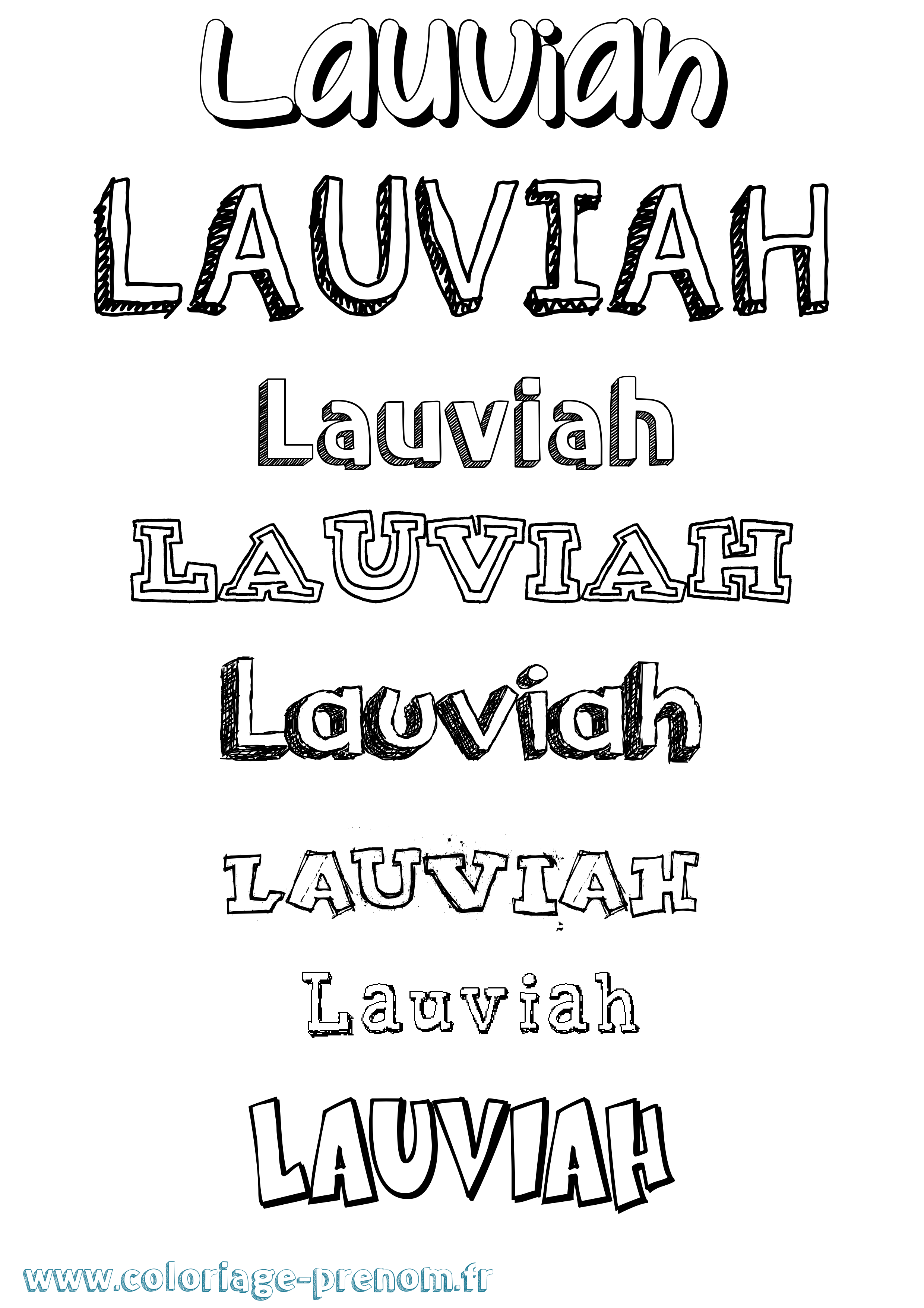 Coloriage Lauviah Dessiné Coloriage prénom Lauviah Dessiné