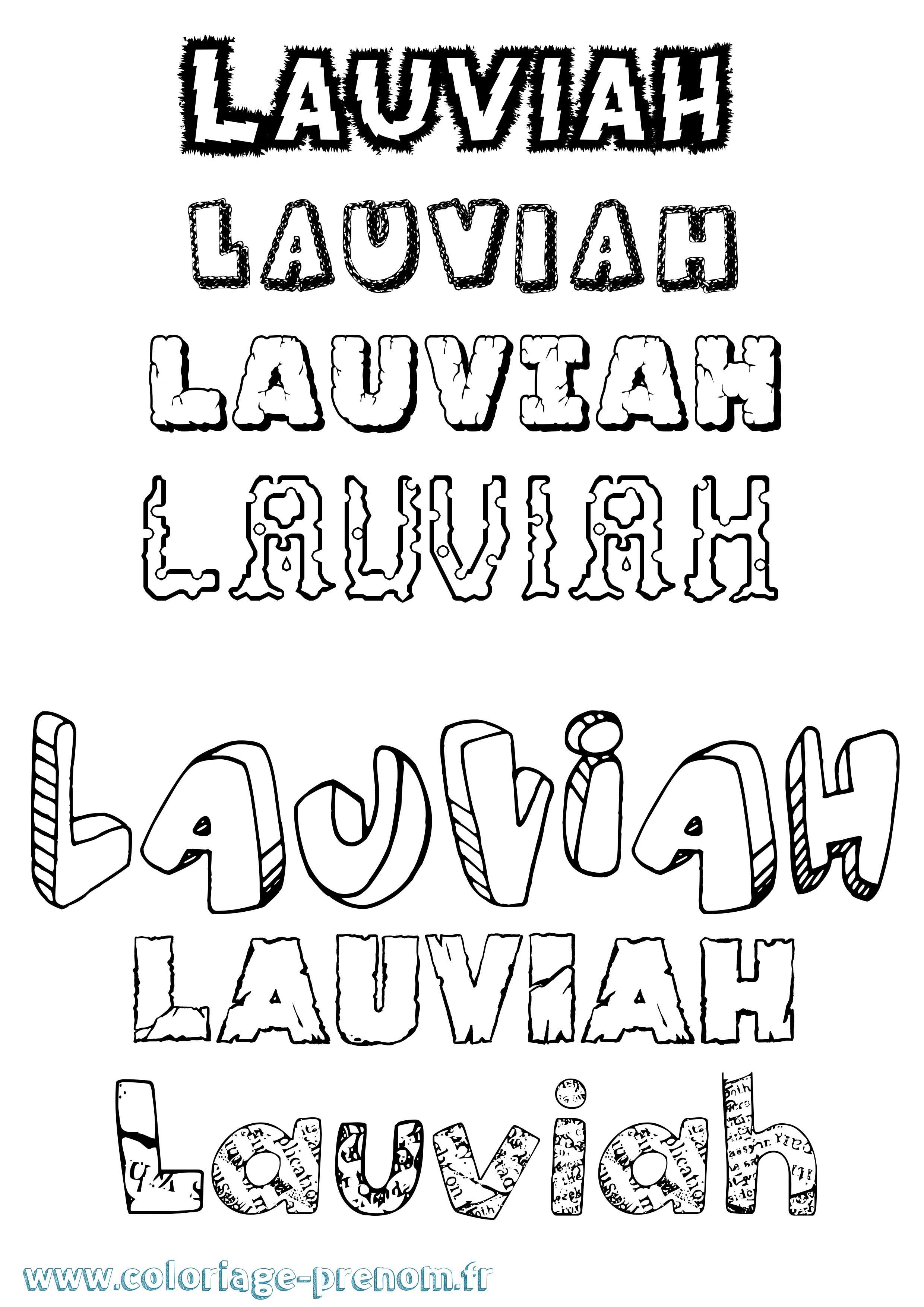 Coloriage Lauviah Destructuré Coloriage prénom Lauviah Destructuré