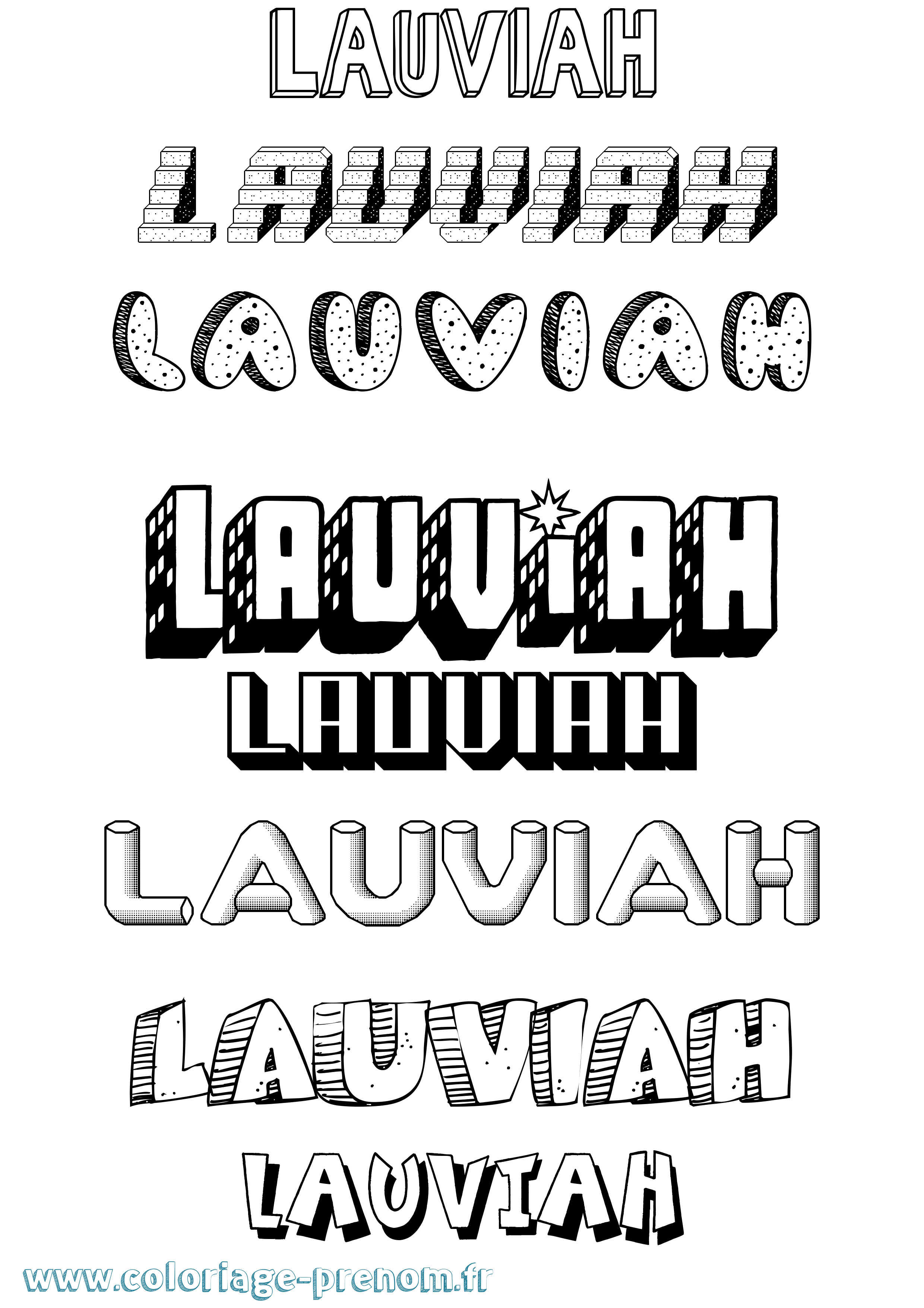 Coloriage Lauviah Effet 3D Coloriage prénom Lauviah Effet 3D