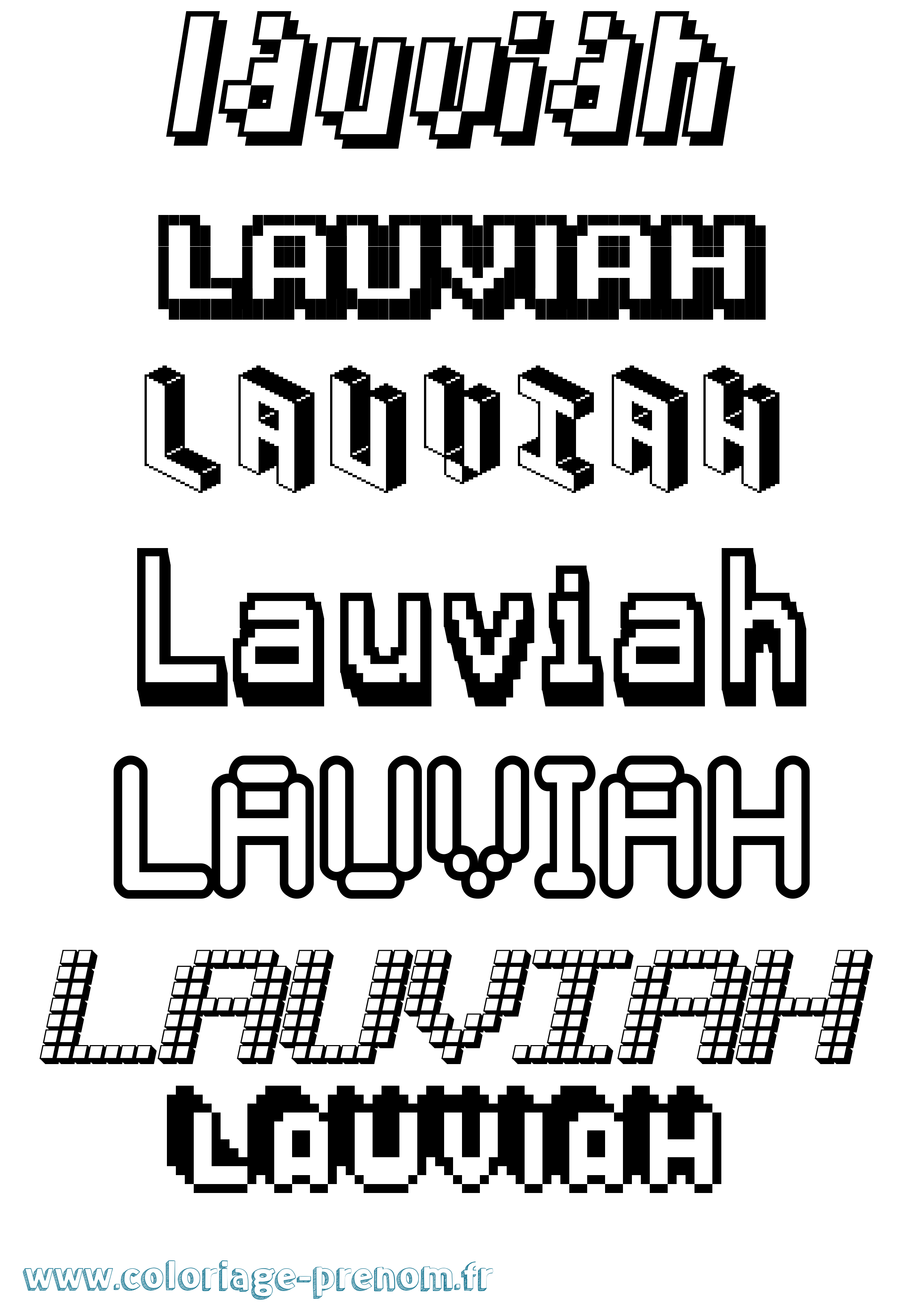 Coloriage Lauviah Pixel Coloriage prénom Lauviah Pixel