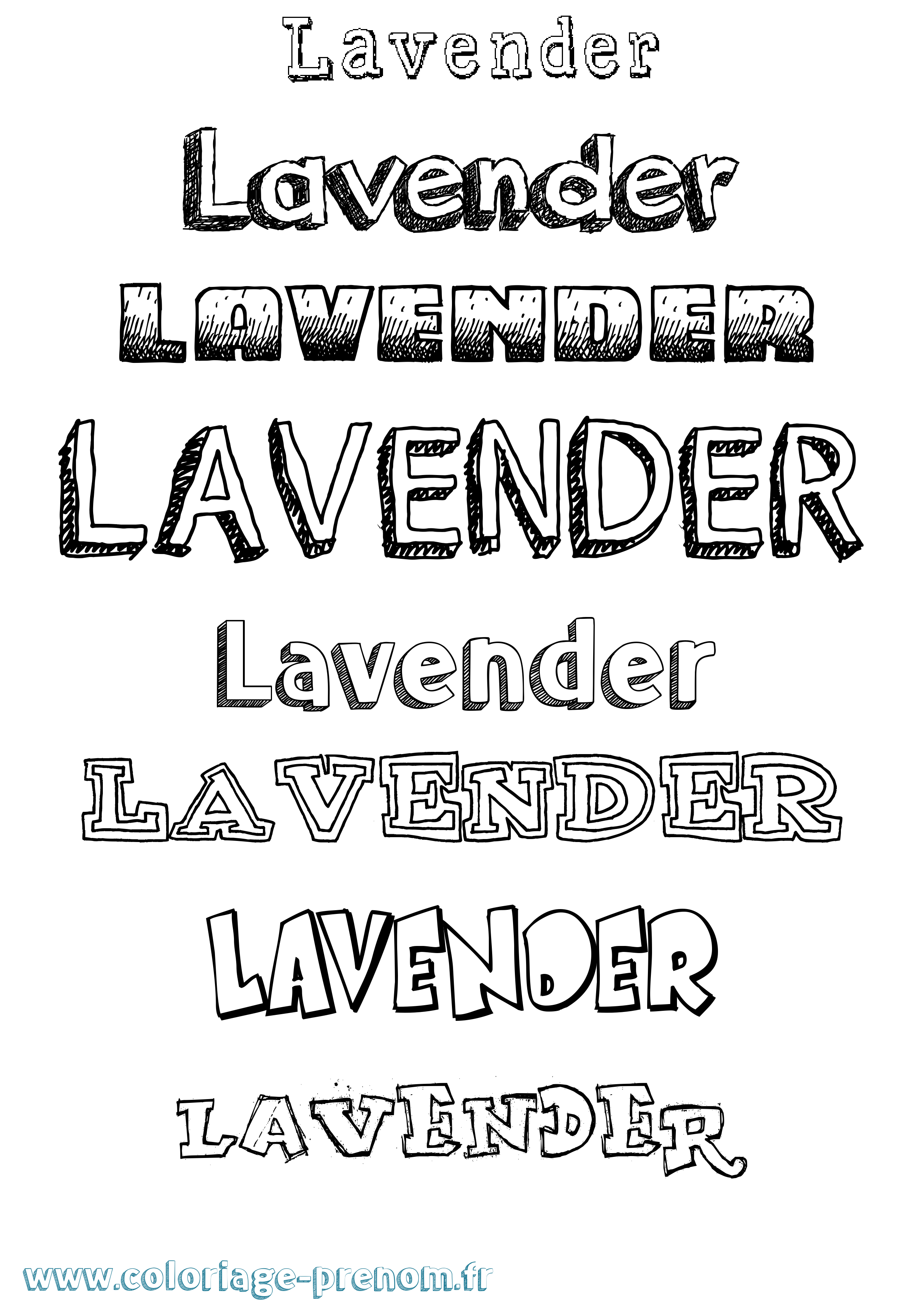 Coloriage Lavender Dessiné Coloriage prénom Lavender Dessiné