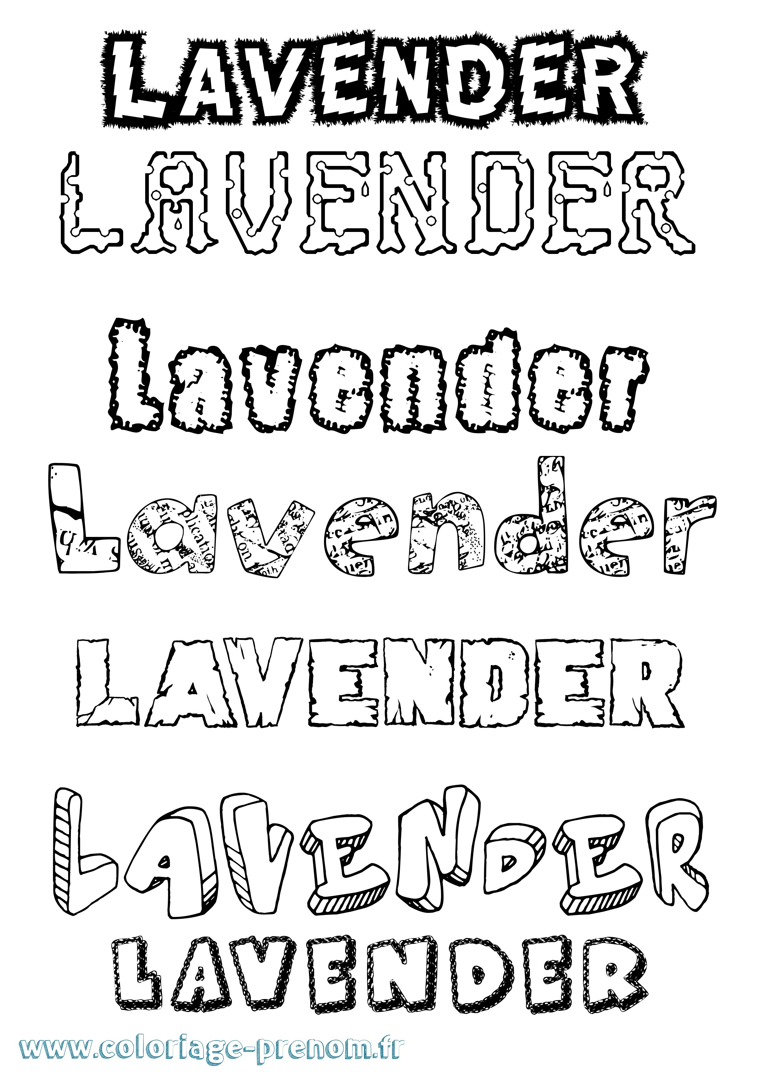 Coloriage Lavender Destructuré Coloriage prénom Lavender Destructuré