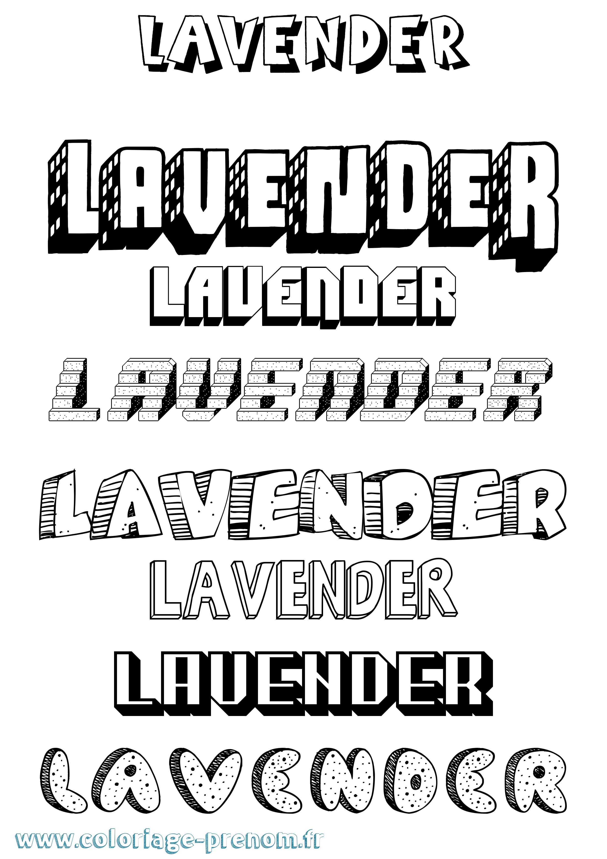 Coloriage Lavender Effet 3D Coloriage prénom Lavender Effet 3D