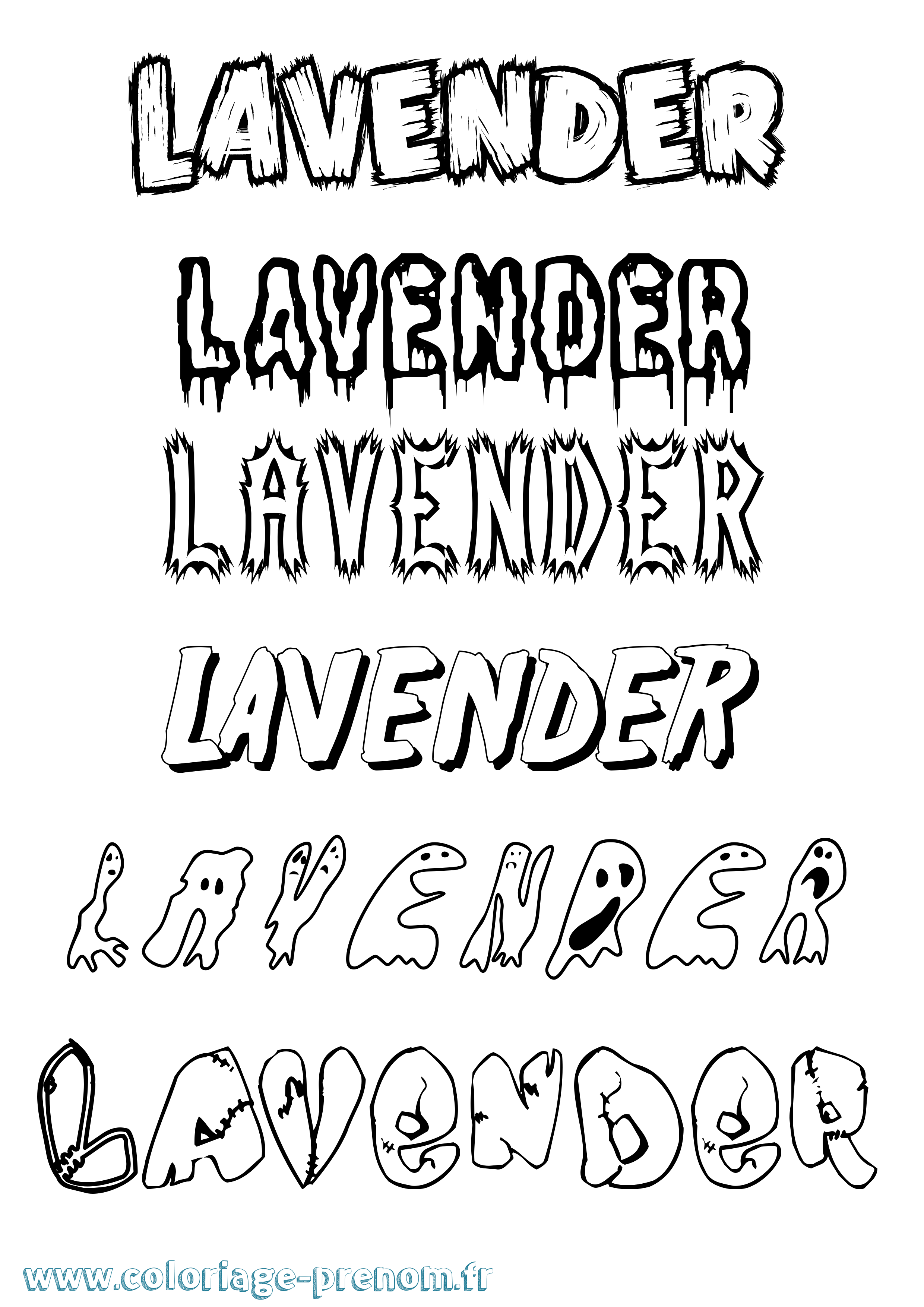 Coloriage Lavender Frisson Coloriage prénom Lavender Frisson