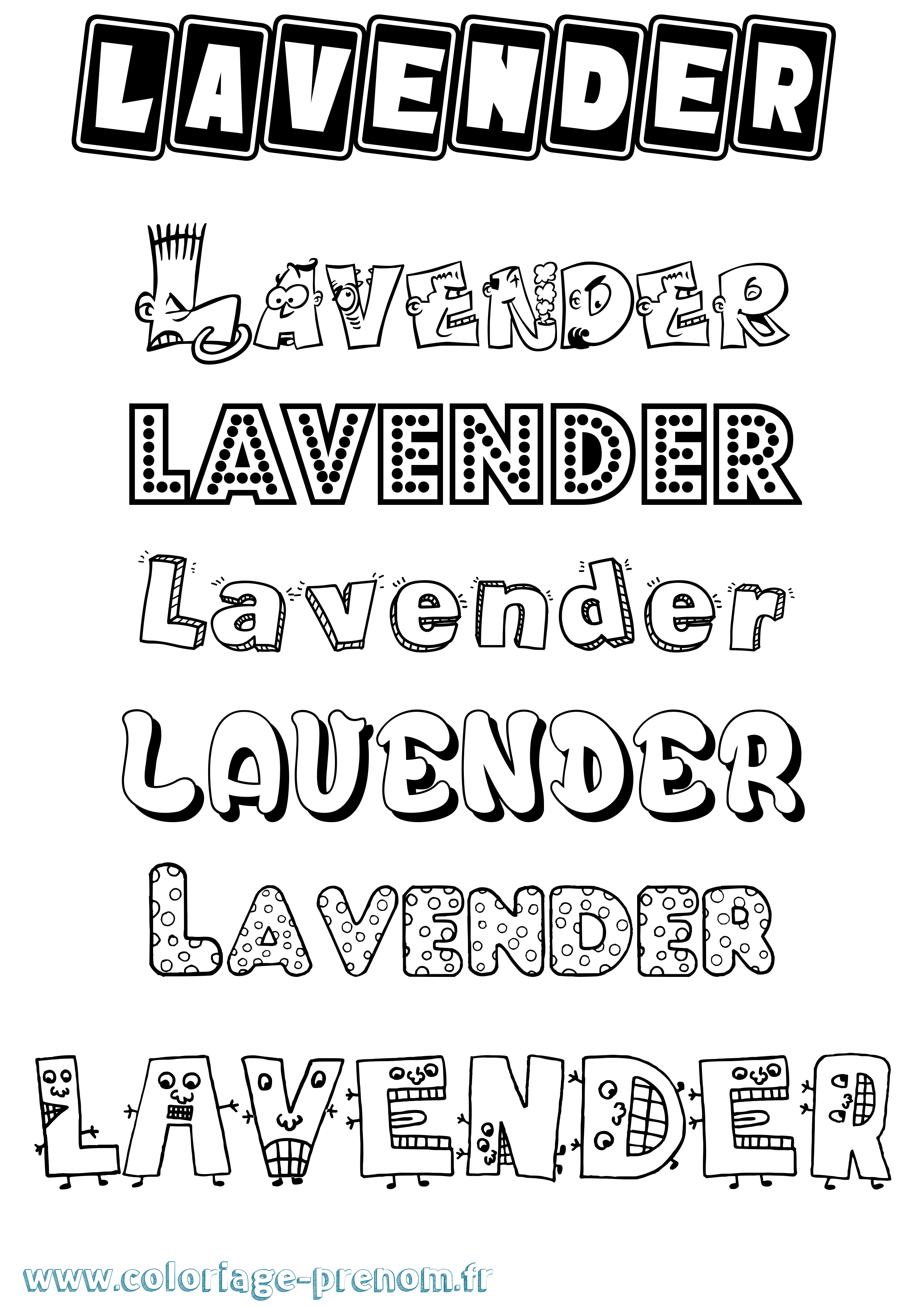 Coloriage Lavender Fun Coloriage prénom Lavender Fun