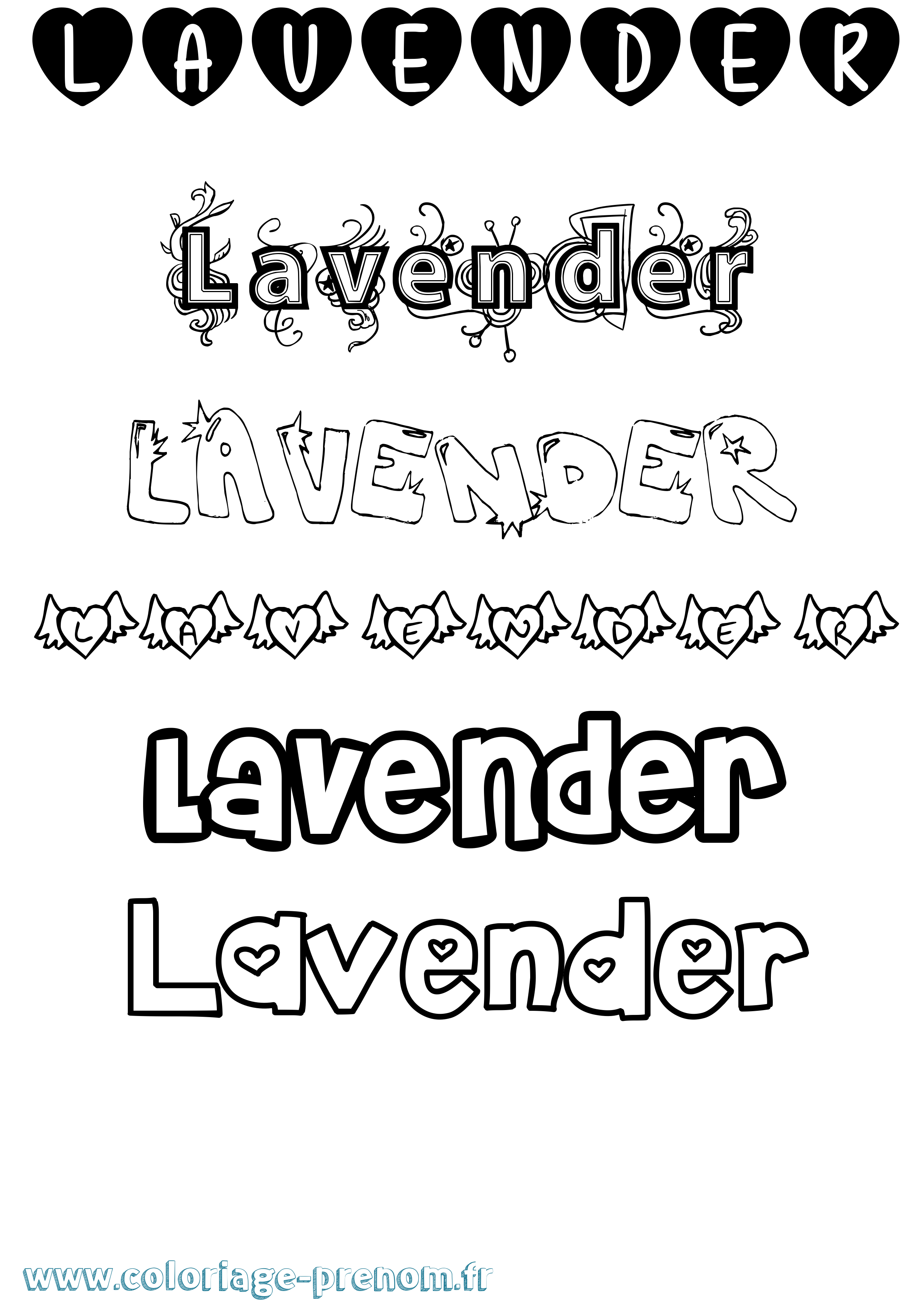 Coloriage Lavender Girly Coloriage prénom Lavender Girly