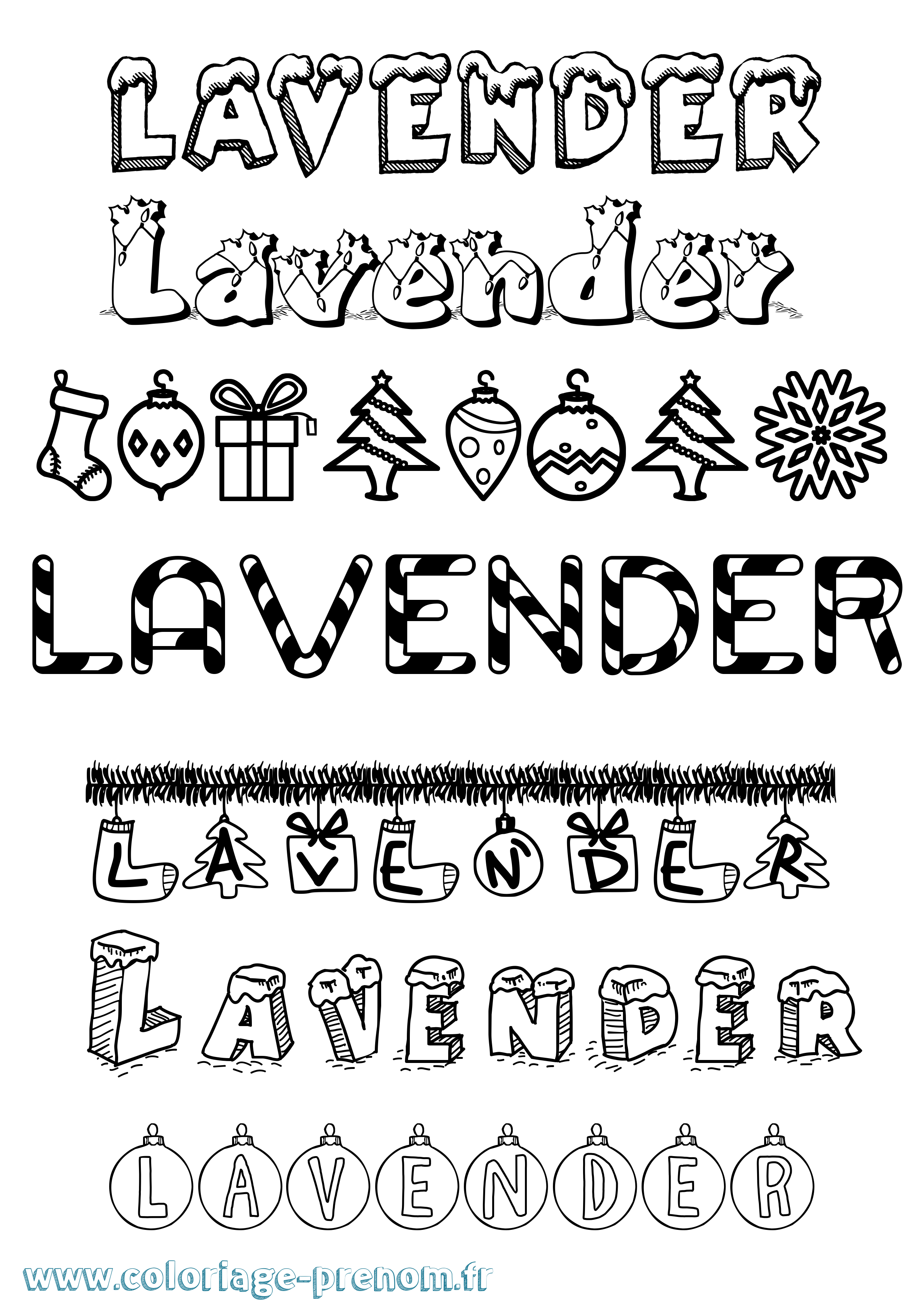 Coloriage Lavender Noël Coloriage prénom Lavender Noël