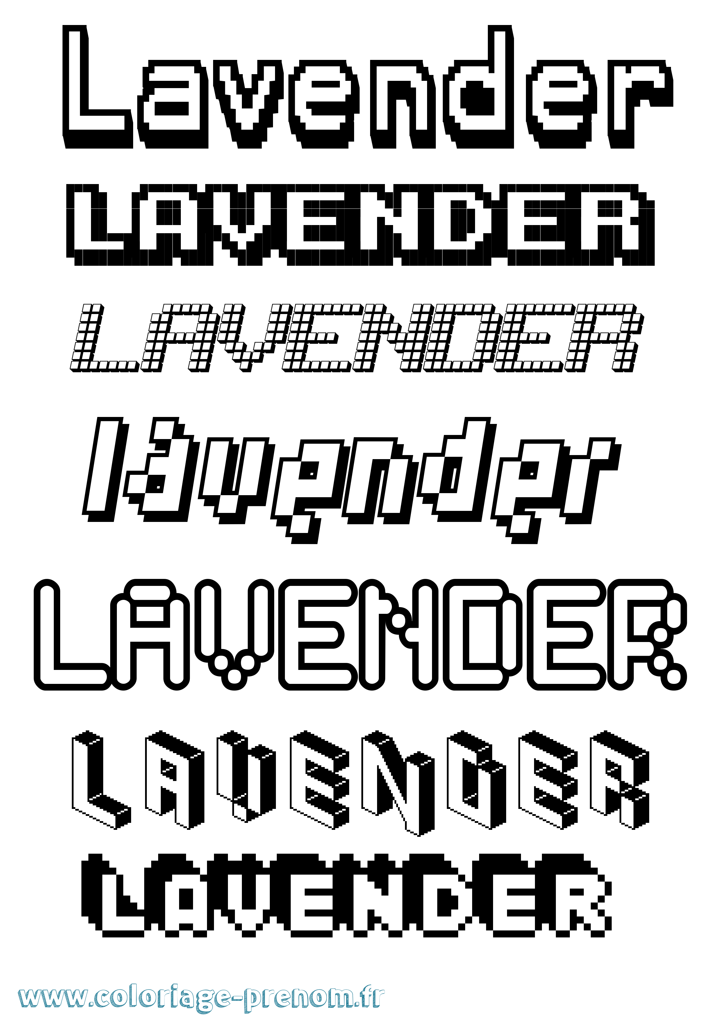 Coloriage Lavender Pixel Coloriage prénom Lavender Pixel