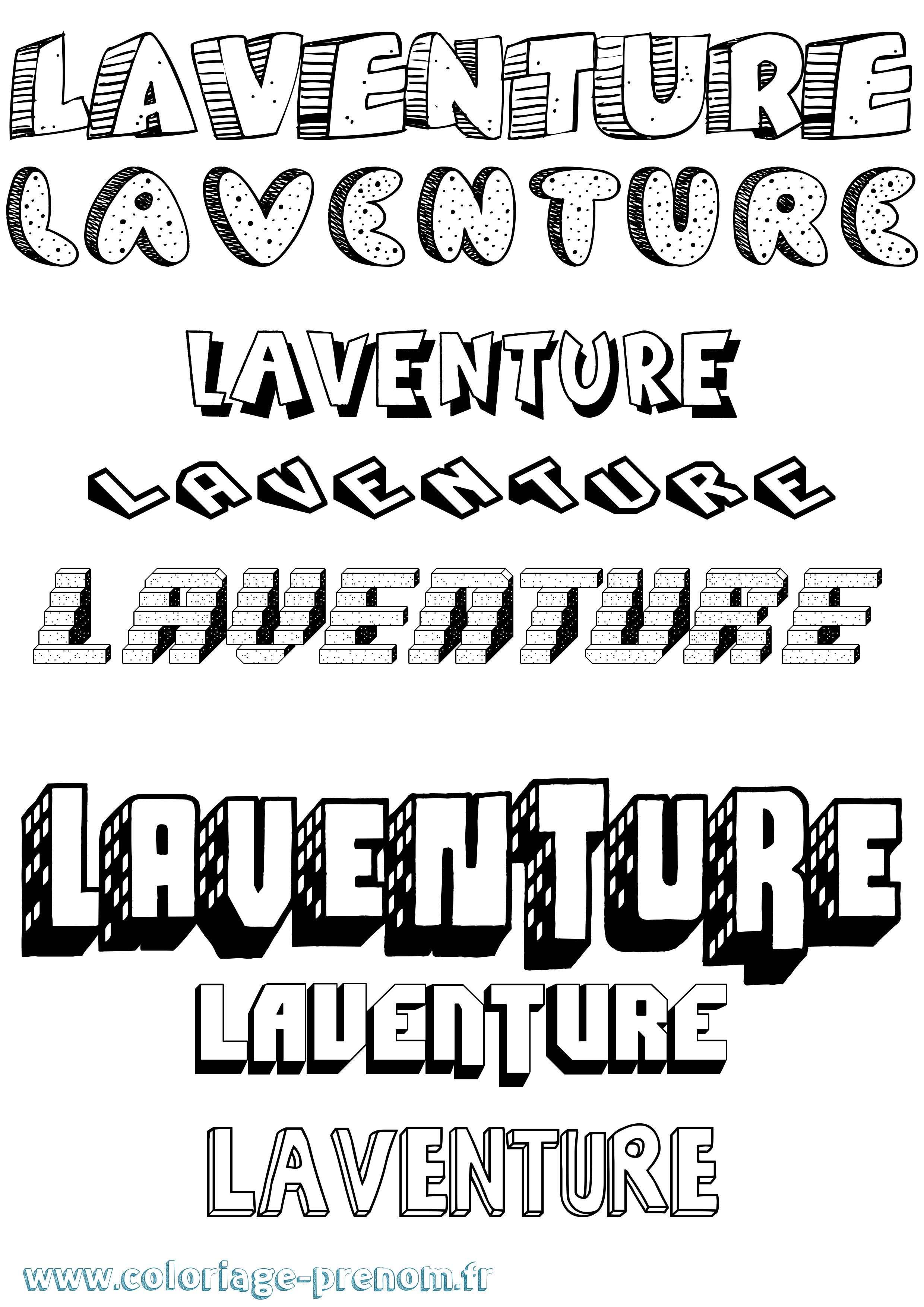Coloriage Laventure Effet 3D Coloriage prénom Laventure Effet 3D